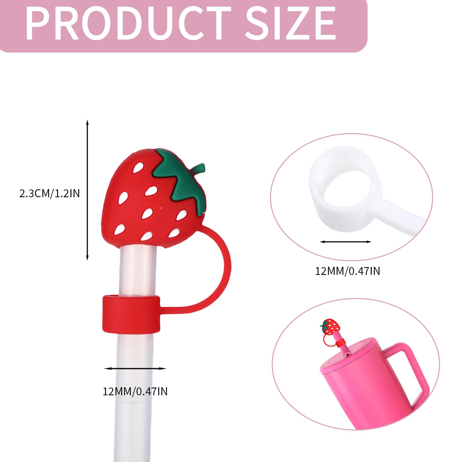 8PCS Silicone Straw Cover for Brumate Era 40 Oz/30 Oz Tumbler,Cute Straw Covers Cap for Tumblers,12mm Straws Topper, Straws Covers Compatible with Brumate Era Accessories