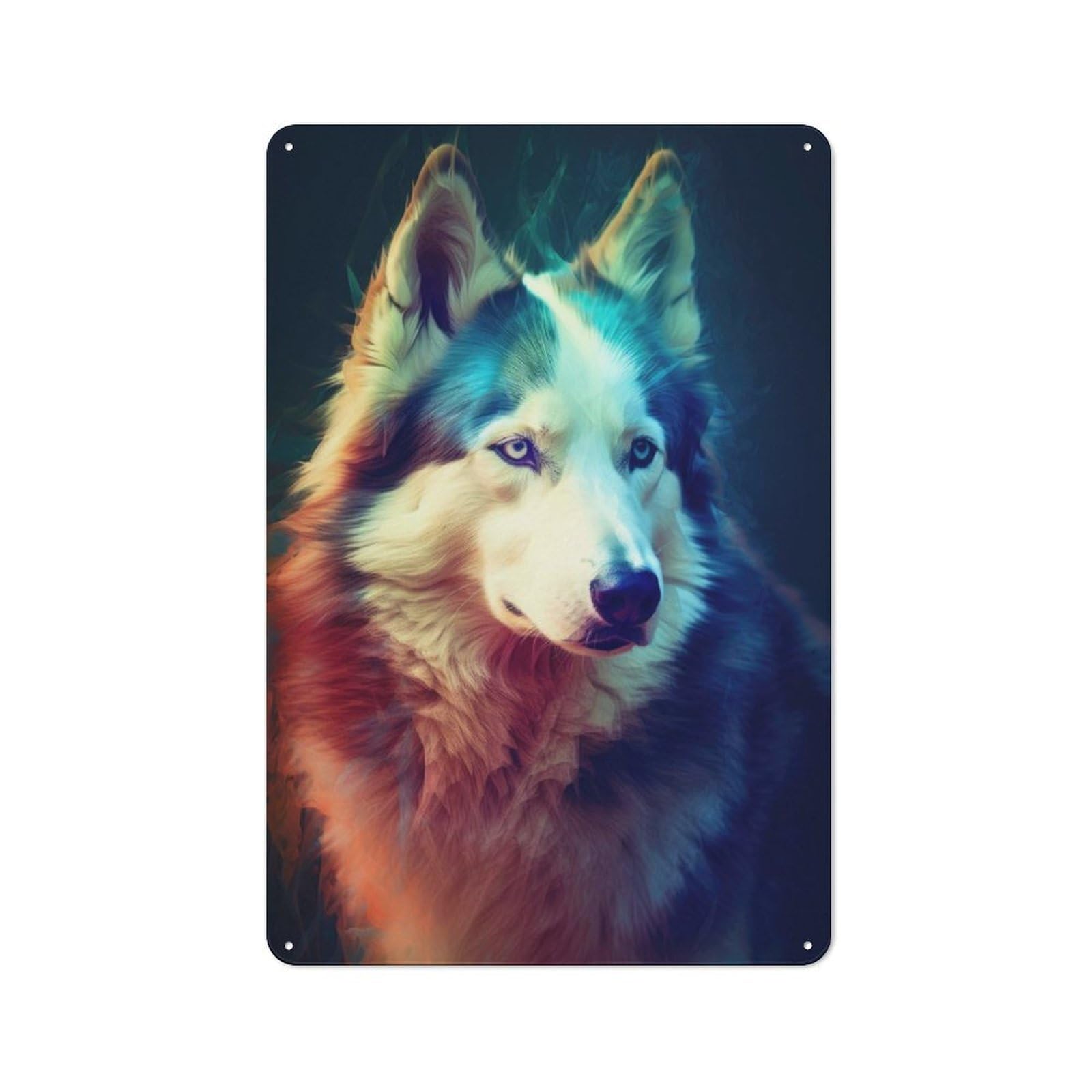 Junmoney Husky Douple Exposure Vintage Printed Metal Sign 30X20cm For Workshop Wall, A Decorative Gift For A Newly Furnished Workshop