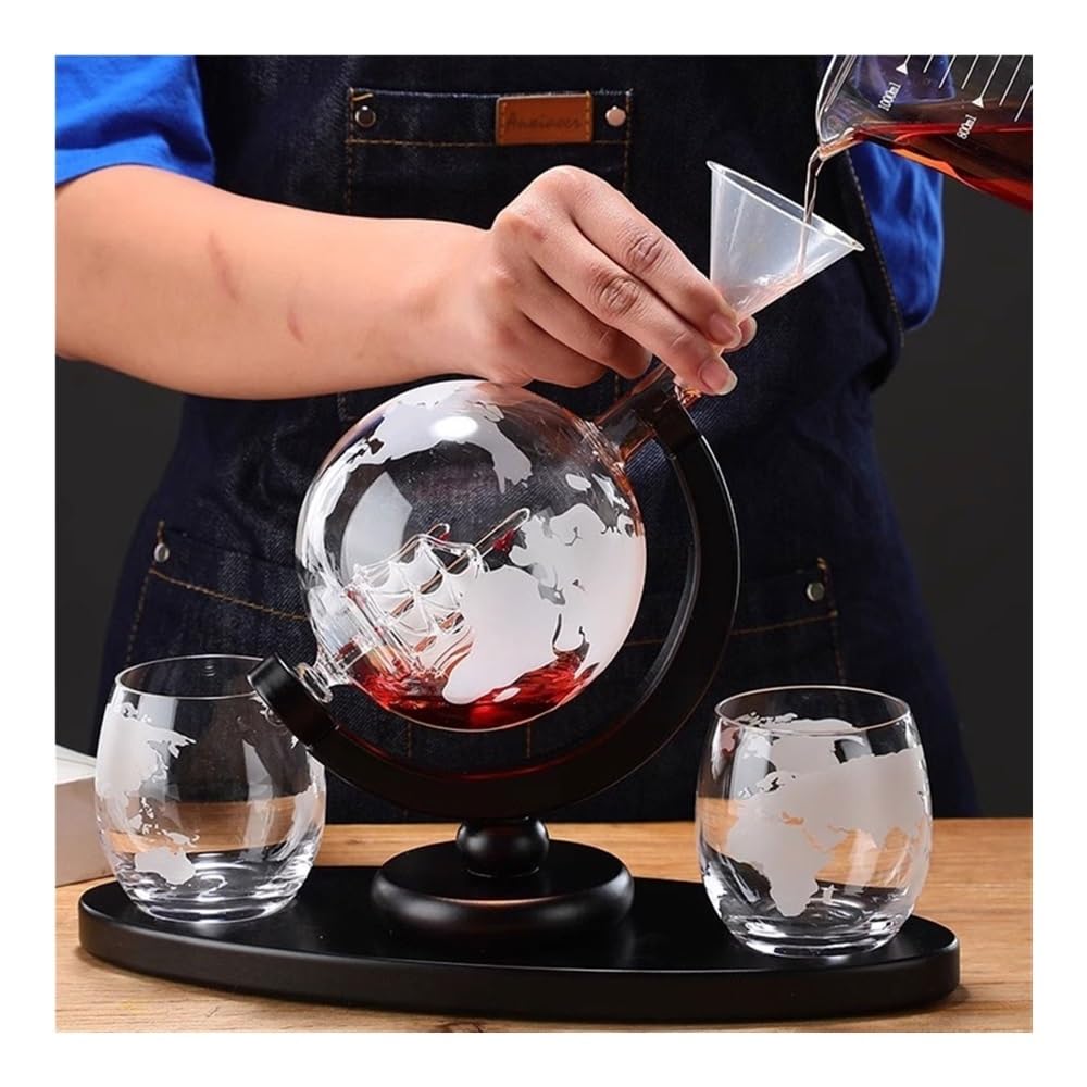 birene Decanter Bottiglia di Vino in Vetro gorgogliante Globe, Vuota, Creativa, Artigianale, Set Rosso
