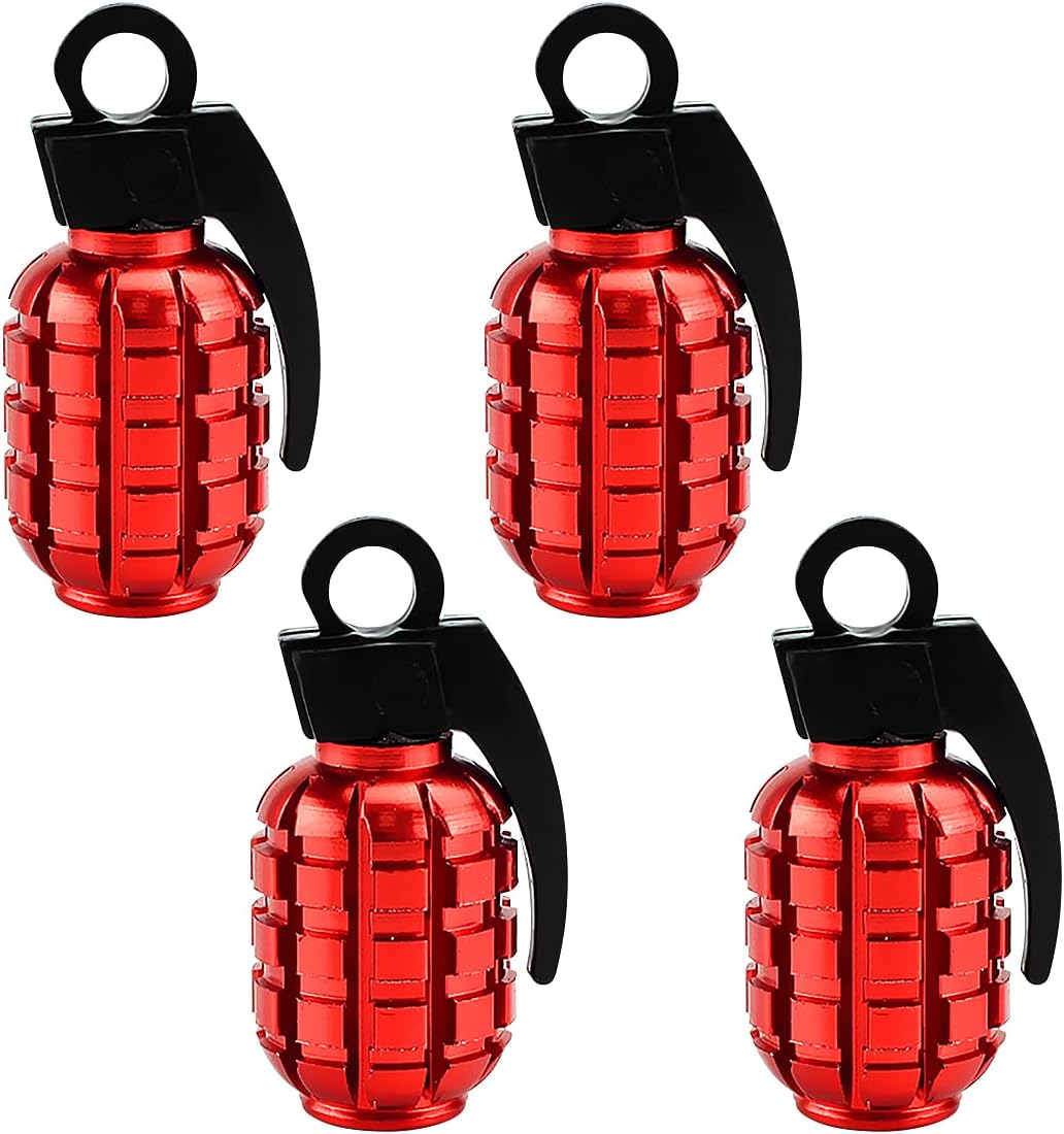 Jagowa 4PCS Valve Stem Caps Grenade Tire Caps Alloy Valve Stem Covers