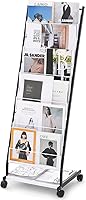 VEVOR 6-Tier Brochure Display Rack with Lockable Wheels - Floor Standing Magazine Holder for Office, Shop, Exhibitions, 6 Pockets