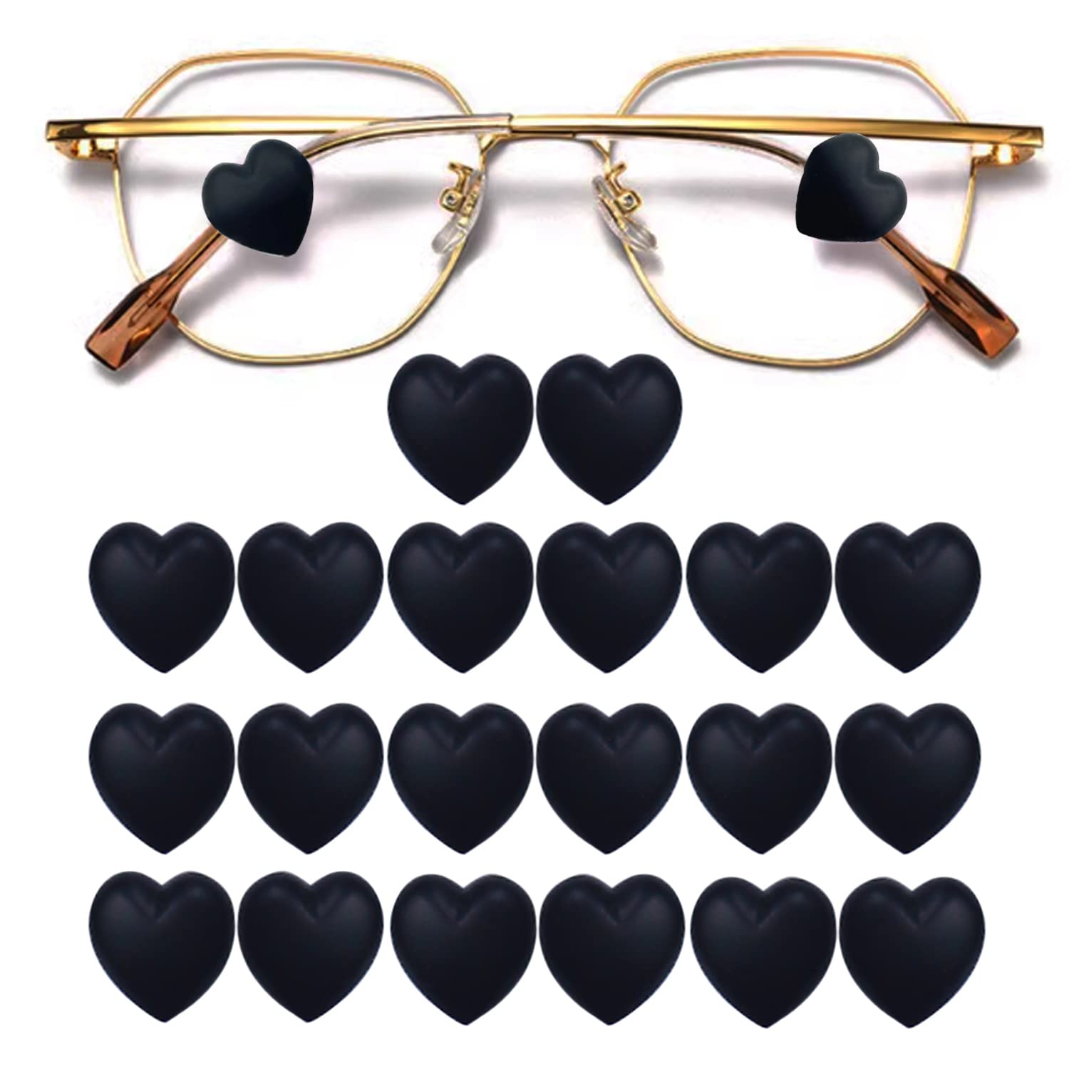 KECHIO Eyeglasses Ear Grip Heart-Shaped Silicone Retainers Soft Ear Hooks Anti-Slip Holder Eyeglasses Stopper