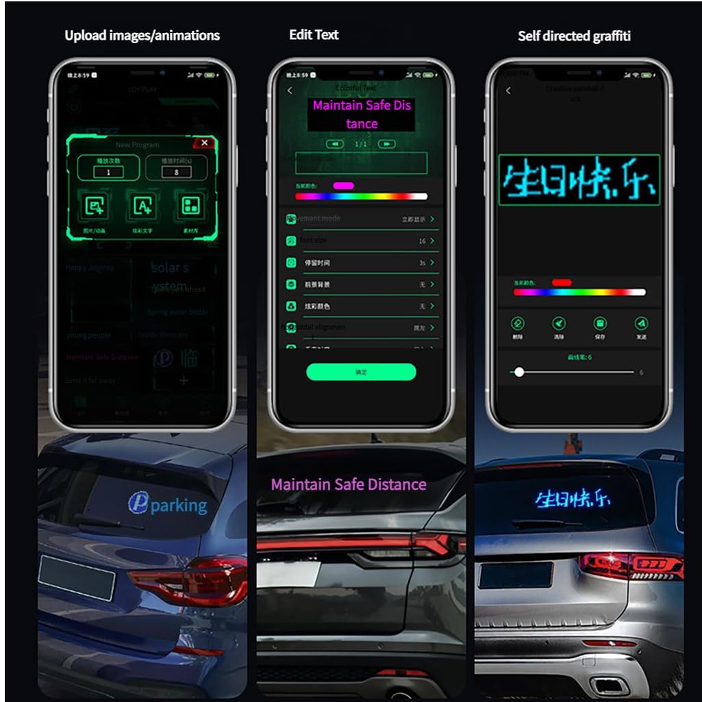 Luces LED Coche, Pantalla LED Flexible Programable Grande para Coche, Lámpara de Ojos Coloridos, Led Coche Interior, Tira Led Coche(2pcs 102x348mm)