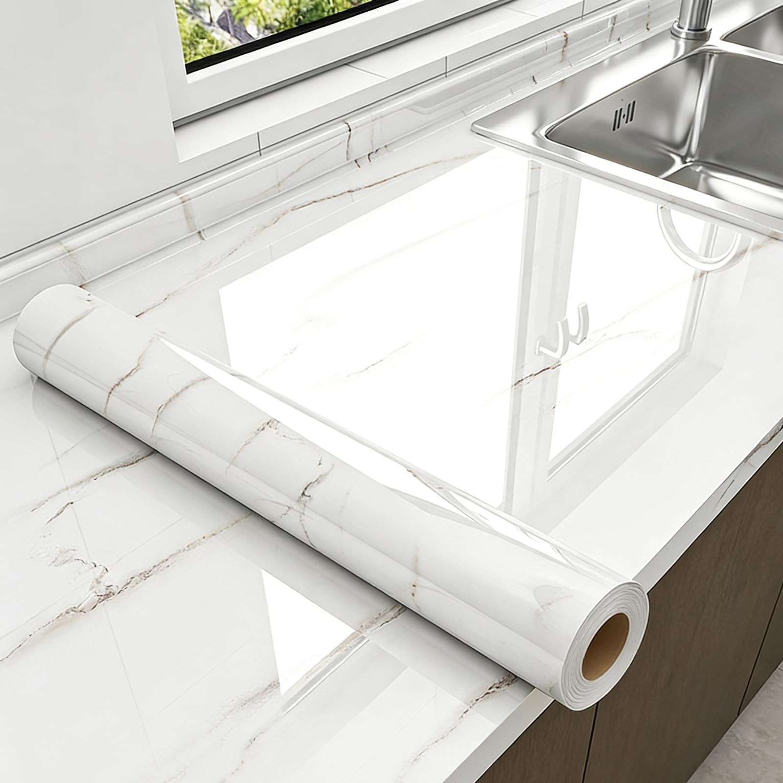 Foelanne Style H Back Self Adhesive Wallpaper, Marble Self Adhesive Contact Paper Multicolor Multiple Sizes(,60Cm*10M)