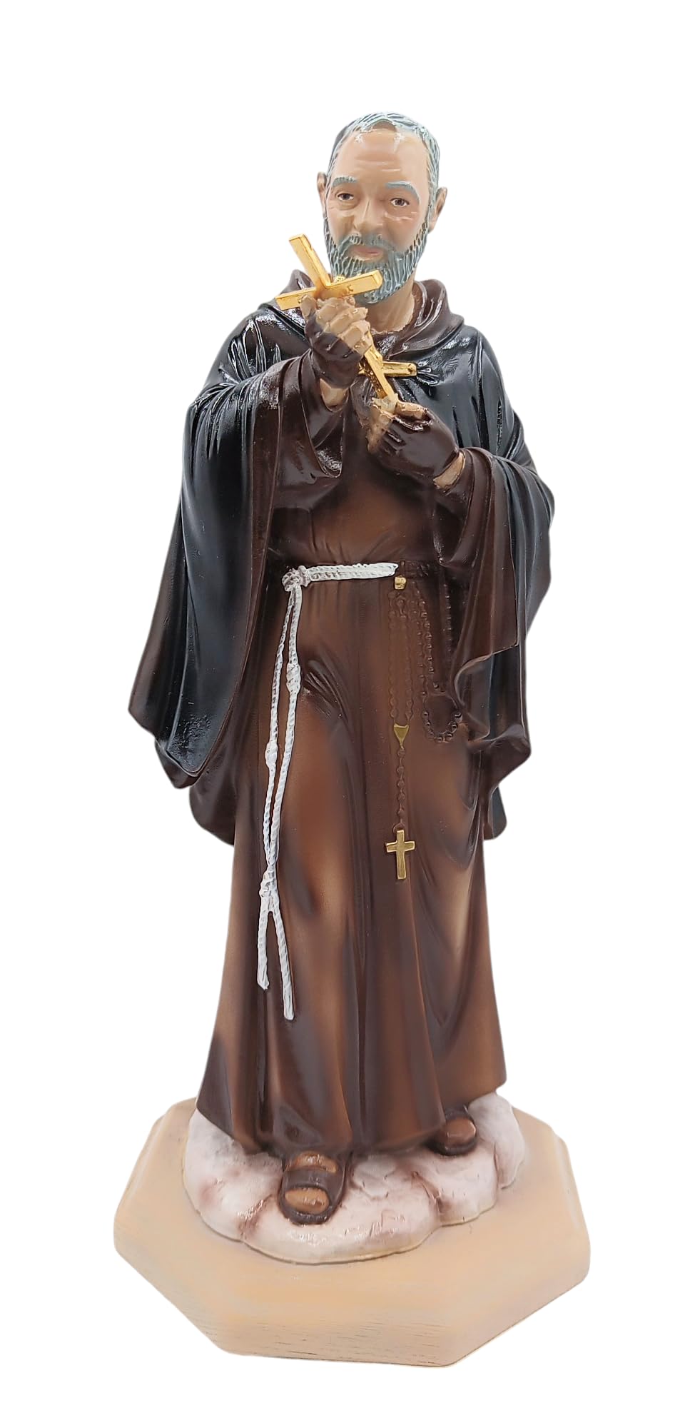Generico Statua di San Padre Pio, Resina Lavorata e Dipinta a Mano, Made in Italy, Altezze: 10, 15, 20, 30 cm (cm. 30)