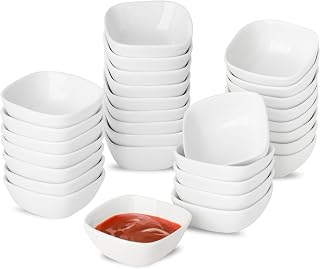 UIBFCWN 2oz Ceramic Dip Bowls Set, 30 PCS Soy Sauce Dish, Dipping Sauce Bowls/Dishes, Mini Square Serving Bowl for Side Dish, BBQ, Ketchup, Charcuterie Condiment