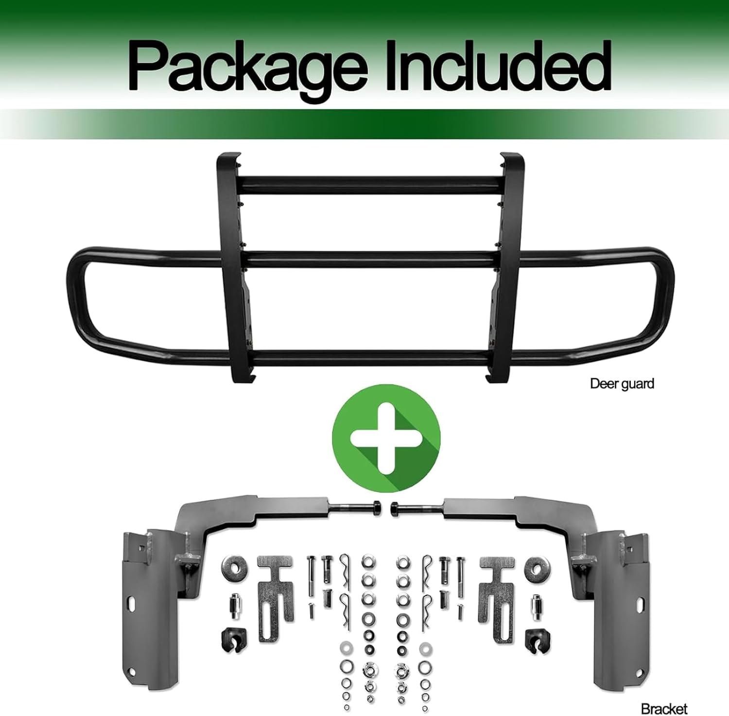 Deer Guard Compatible with Freightliner Cascadia 2018-2023, Deer Bumper Guard w/Bracket Premium Iron Large Front Deer Guard Bumper (Style 3)