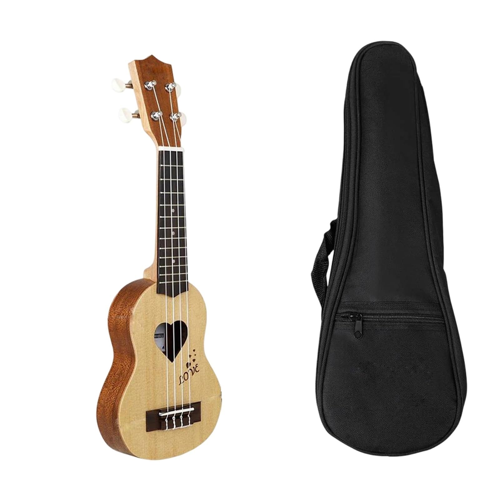 Estándar Ukelele Ukelele De 17 Pulgadas Madera Abeto Instrumento Musical 4 Cuerdas Con Bolsa Almacenamiento(Wood color)