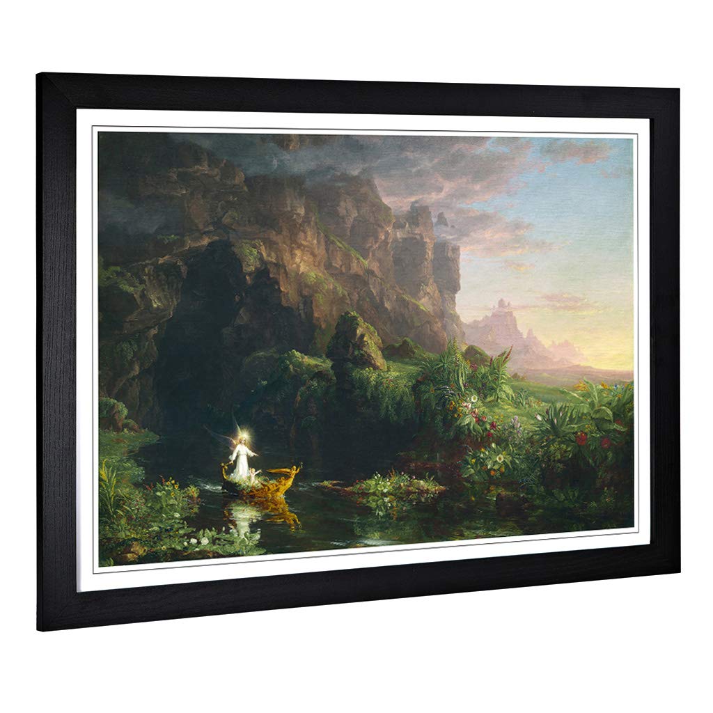 Big Box Art Framed Print of Thomas Cole The Voyage of Life Childhood Design | Wall Art Picture | Home Decor for Kitchen, Living Room, Bedroom, Hallway, Black, A2 / 24.5x18 Inch / 62x45cm