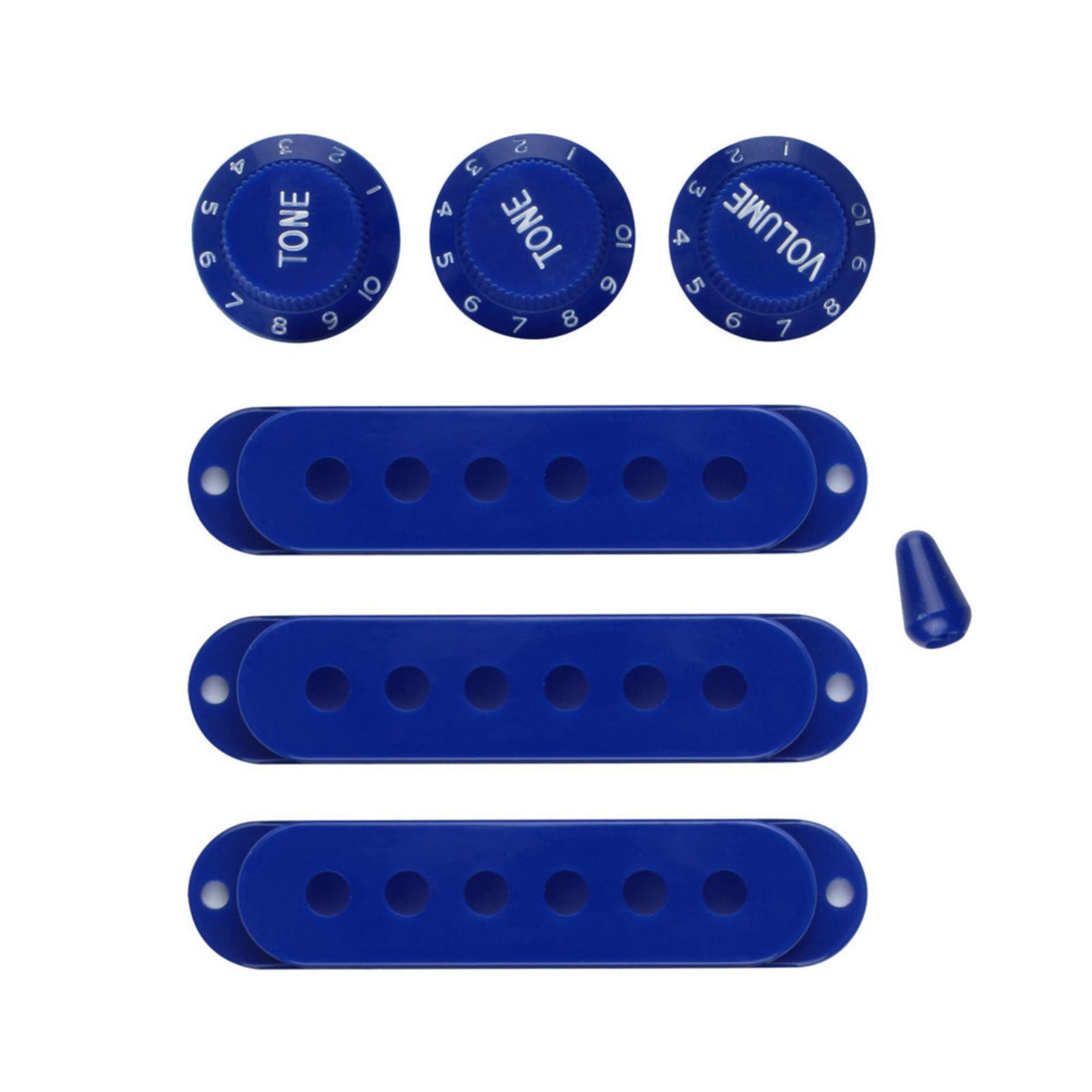 haiaxx Guitar Pickup Switch Tip Cover 6 Hole Single Coil Switch Set 2 Tone 1 Volume Knobs for Electric Guitar 11-Color Guitar Pickup Cover Kit Blue
