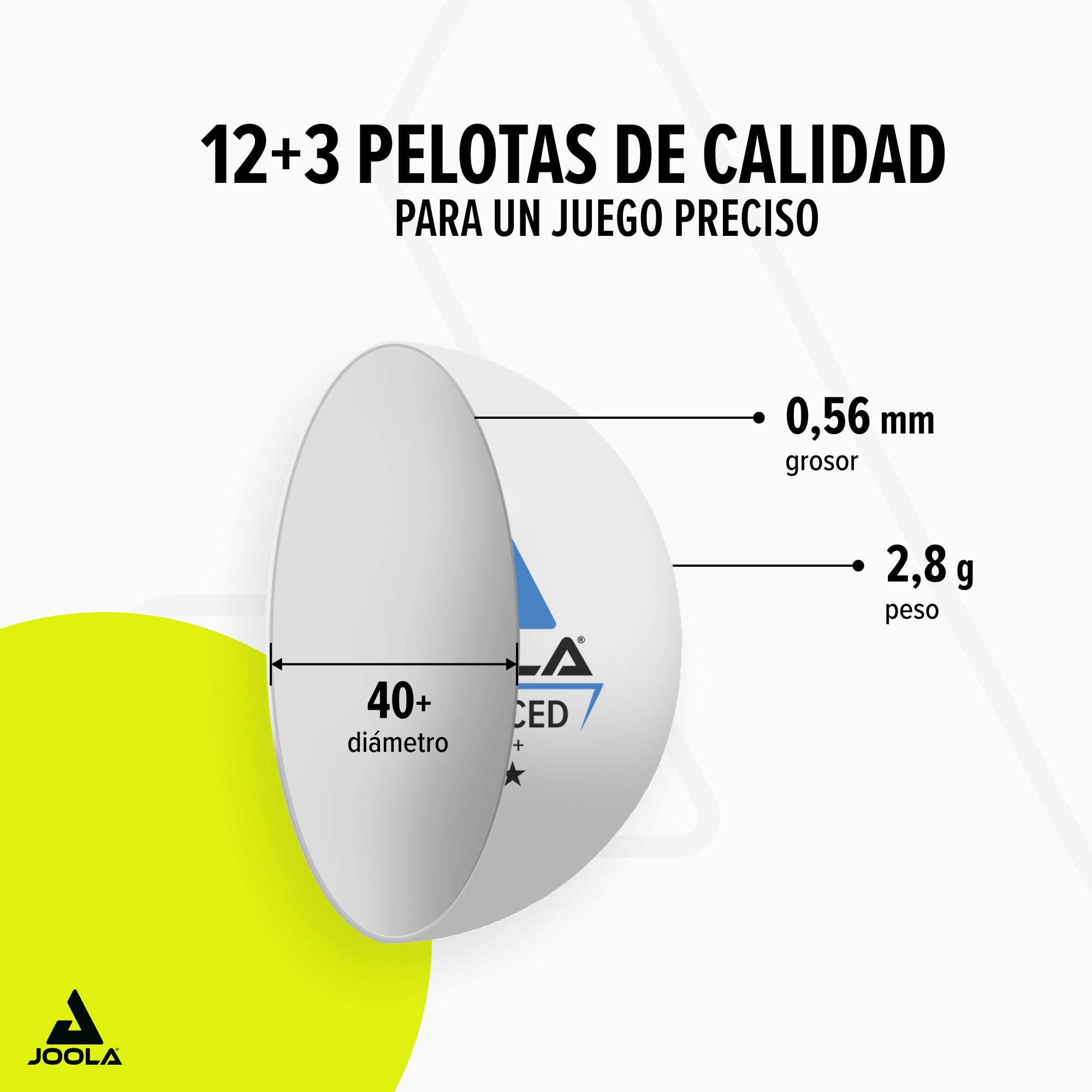 JOOLA Pelotas de Tenis de Mesa 3 Estrellas 40 mm Entrenamiento Avanzado