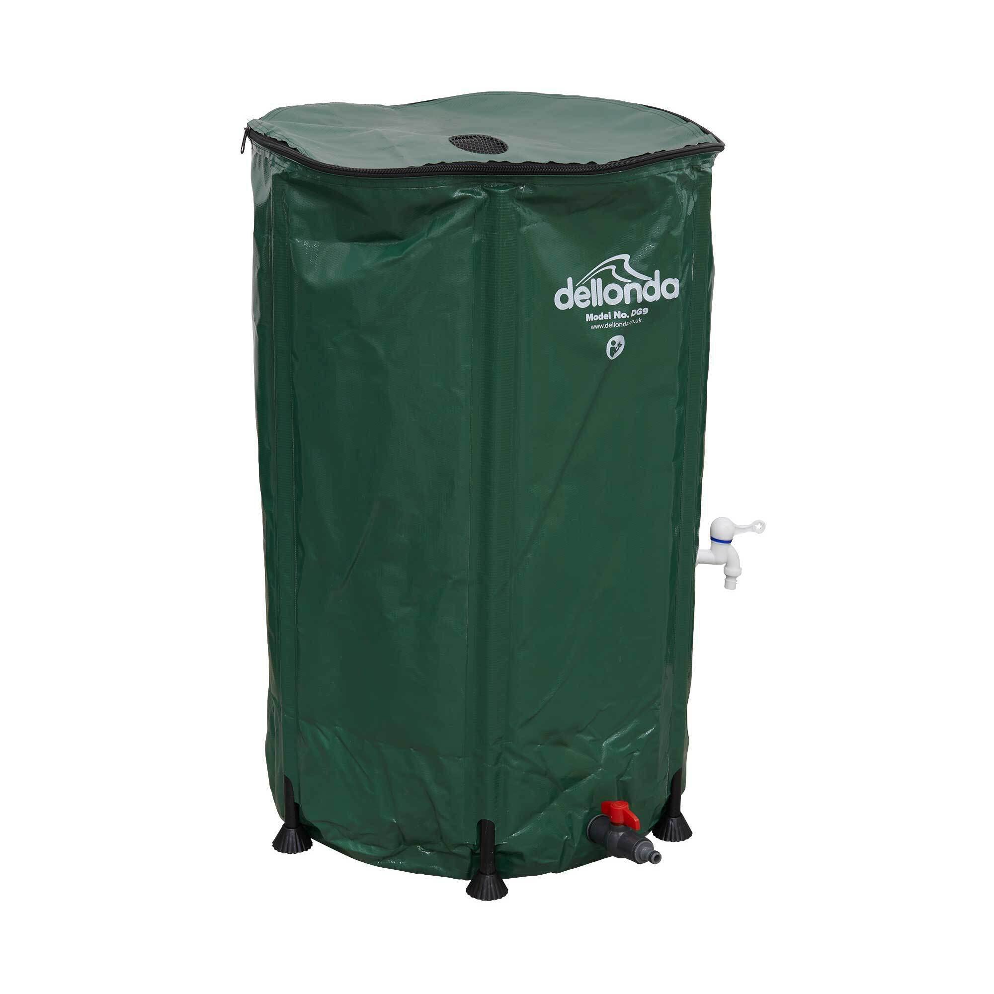 Dellonda Collapsible PVC Garden Water Butt with Zipped Lid & Drain Tap, 250L - DG9