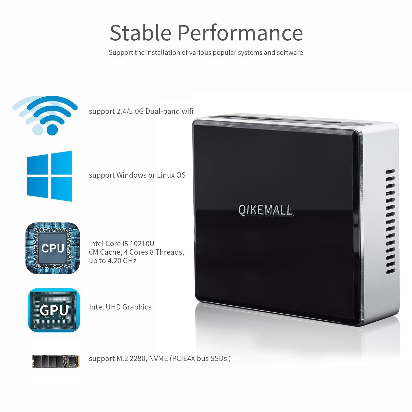 Mini Computers with Windows 11 Pro Core i5 10210U,Mini PC Dual LAN