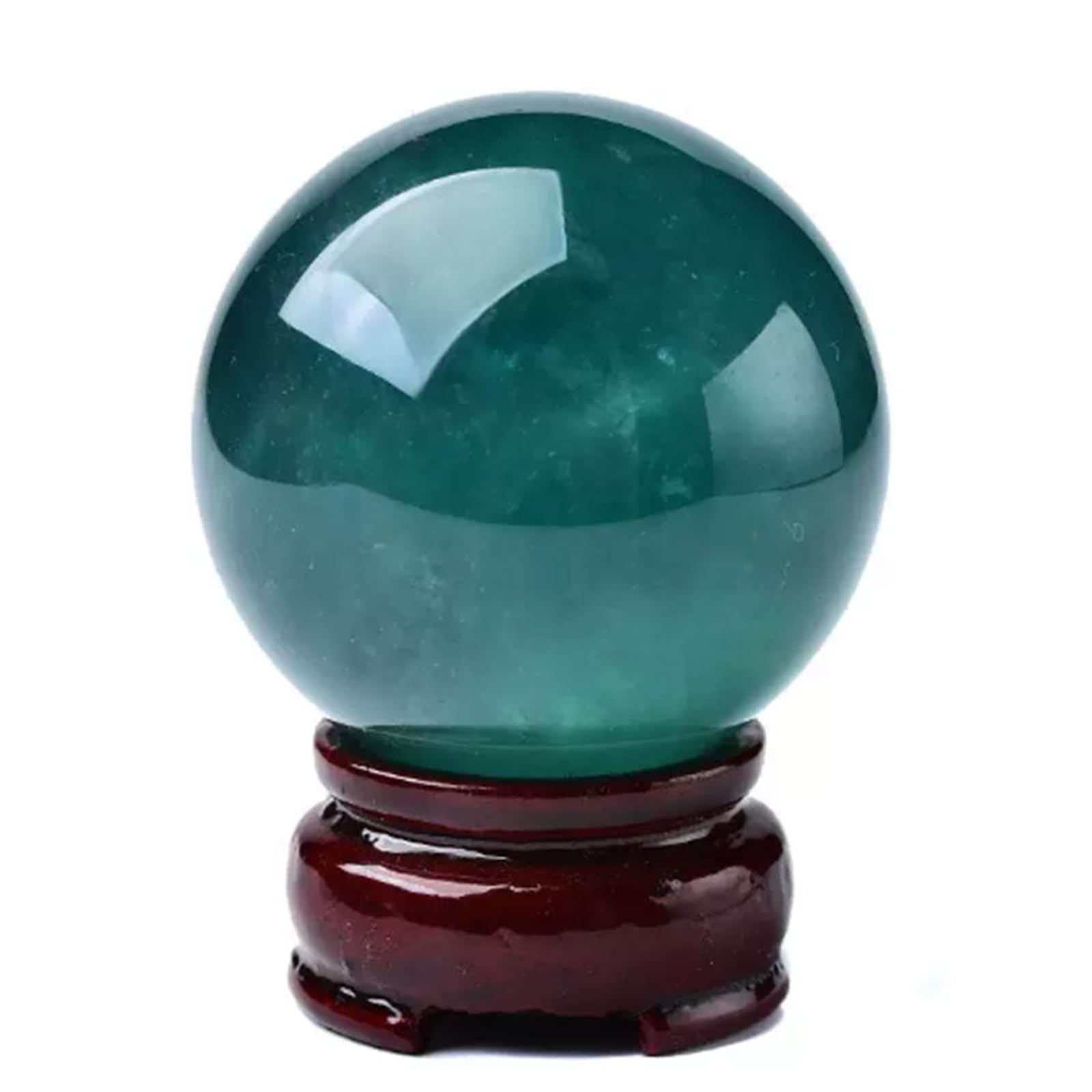 Polerowana zielona kryształowa kula fluorytowa - dekoracyjne kule - rzeźba kuli kryształowej do medytacji Feng Shui - drewniany stojak - prezent,4.7"(12cm)