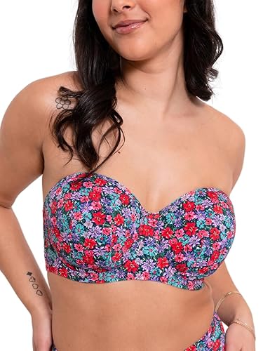 Curvy Kate Women's Kitsch Kate Bandeau Bikini Top, CS0333, Floral Print, 34FF