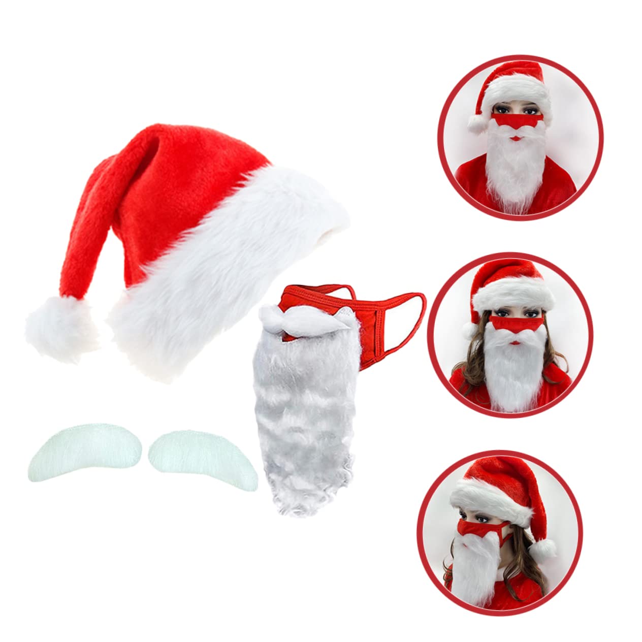 LIFKOME 5 Set Abito Natalizio Sopracciglio Finto Cappello Da Festa Di Natale Puntello Cosplay Di Babbo Natale Cappelli Di Accessorio Del Costume Di Babbo Poliestere Rosso
