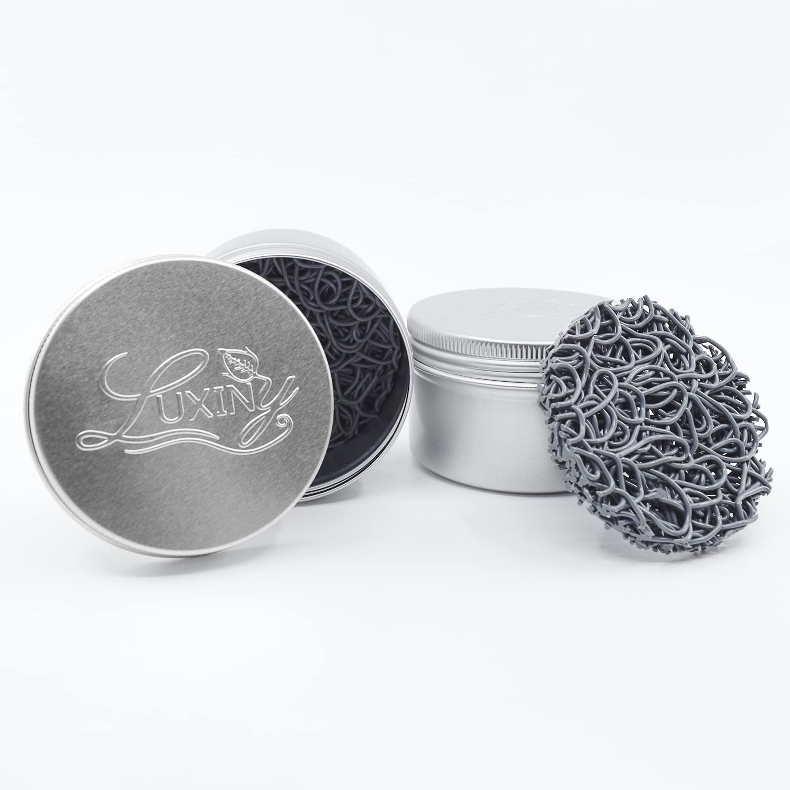 Luxiny Shampoo Bar Holder Tins & Travel Soap Case, with Soap Saver Pad Lift, Helps Bars Last Longer (2 Portable Rust Resistant Containers, 2 Grey