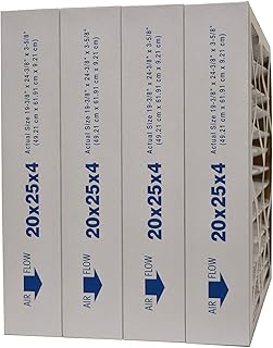 20x25x4 (3 5/8") MERV 8 Exact Size Replacement Filter. Must Confirm Actual Size 19 3/8" x 24 3/8" x 3 5/8". Case of 4 Made in Canada by Furnace Filters.Ca