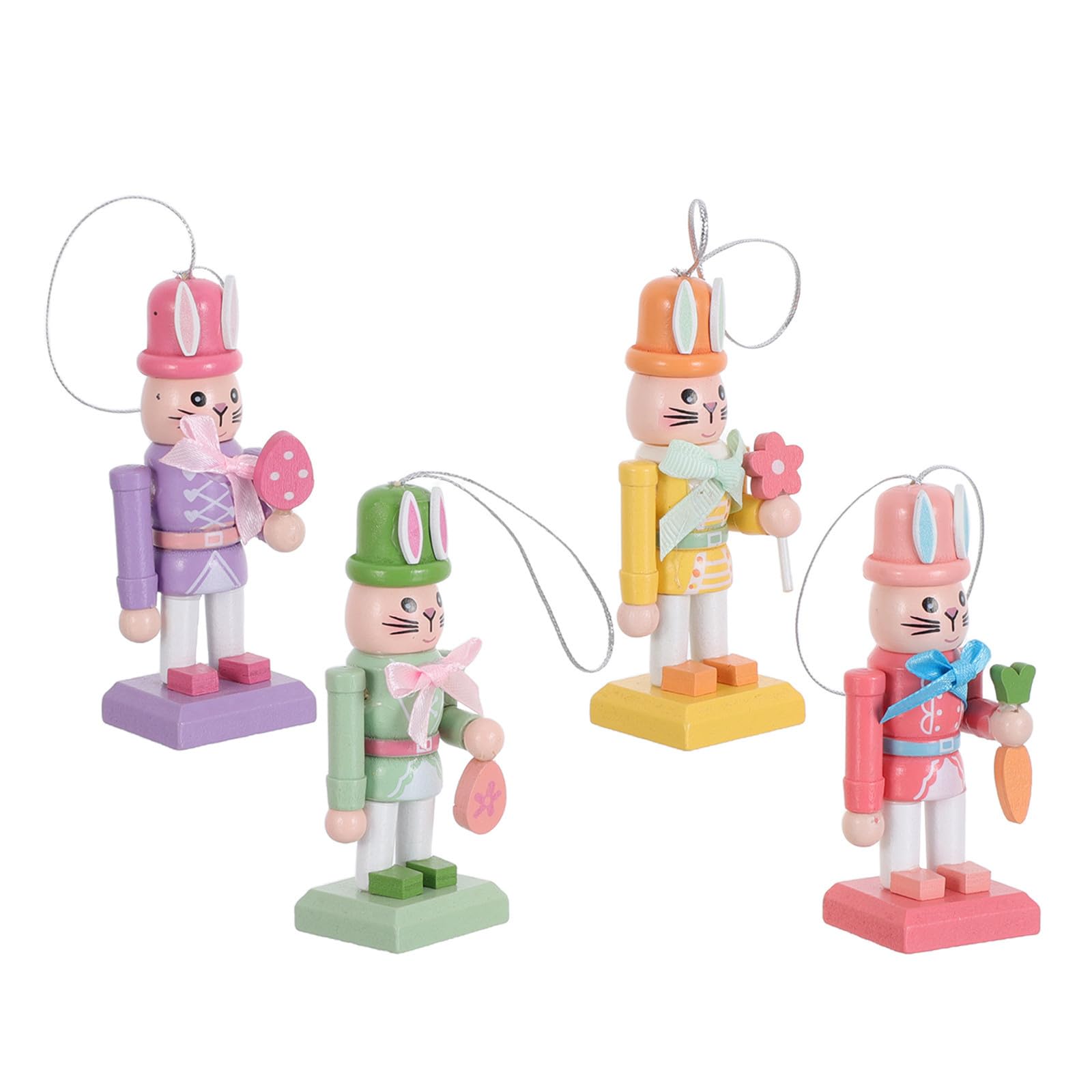 minkissy 20 Pezzi Statuina Schiaccianoci Coniglio Pasquale in Legno per