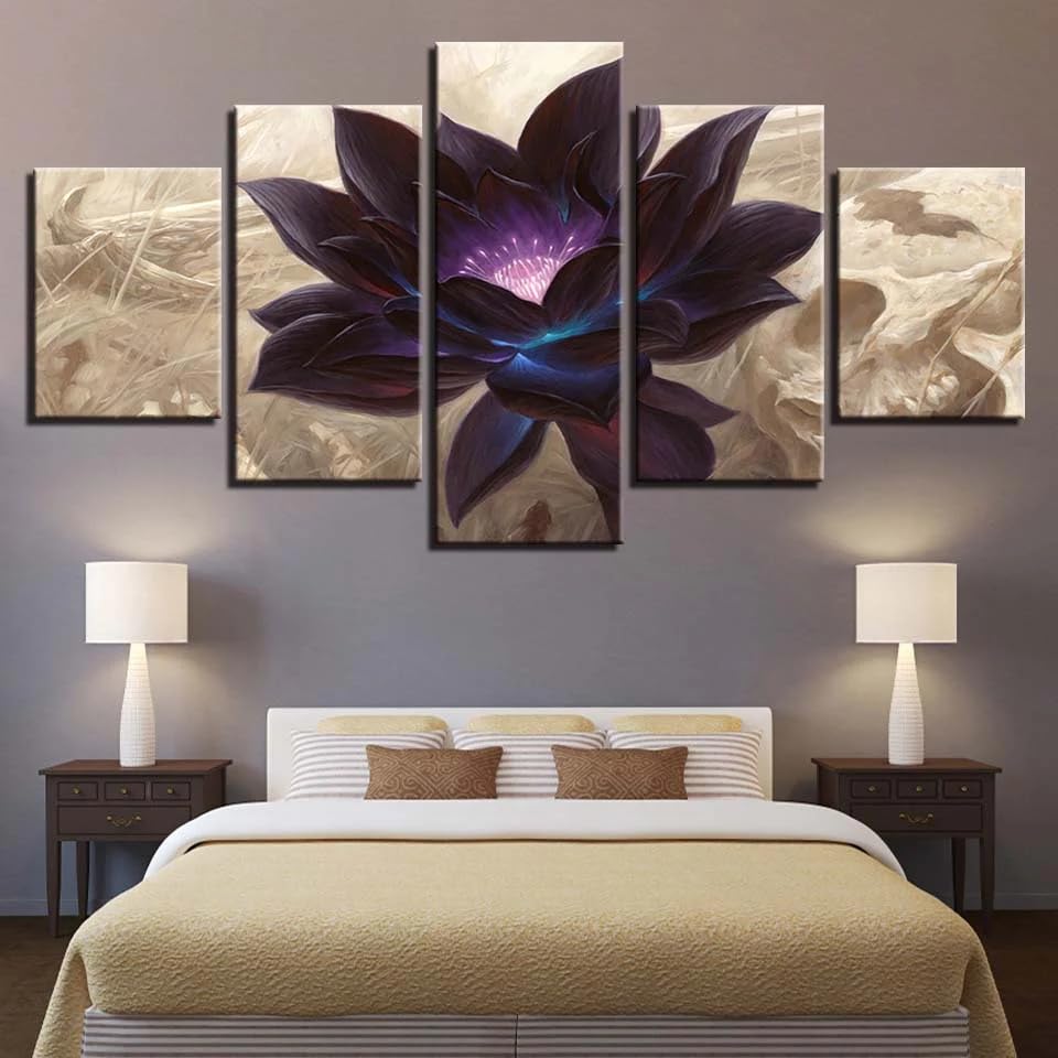 Impression sur toile lotus noir pour créer une ambiance zen dans votre salle de bain