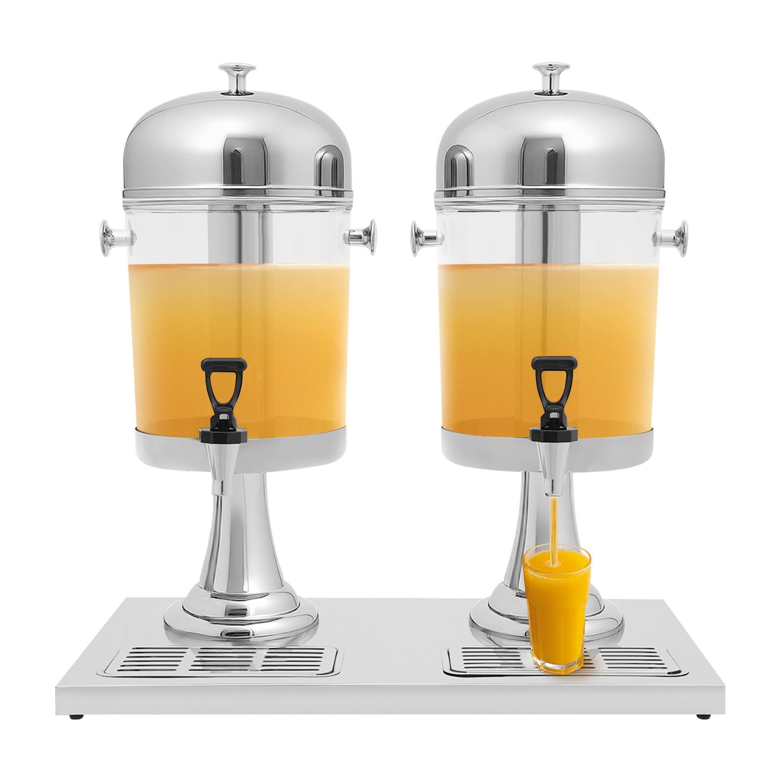 Dispensador de bebidas de acero inoxidable con grifo y base antigoteo, dispensador de agua de 8 L/16 L para zumo, té helado y cócteles, ideal para fiestas, camping y hogar, incluye núcleo de hielo (16