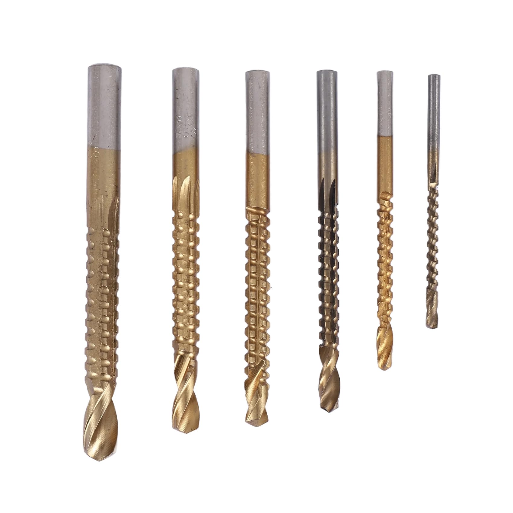 Littimoon 6Pcs Cobalt Drill Bit Set Hole Saw Grooving Set Woodworking Drill Slotted Drill