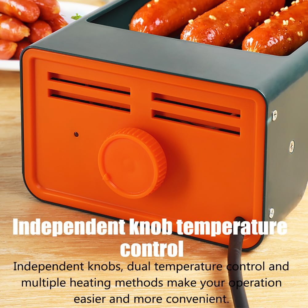 Parrilla para salchichas 150W 4 rodillos antiadherentes temperatura ajustable 0-180°C acero inoxidable