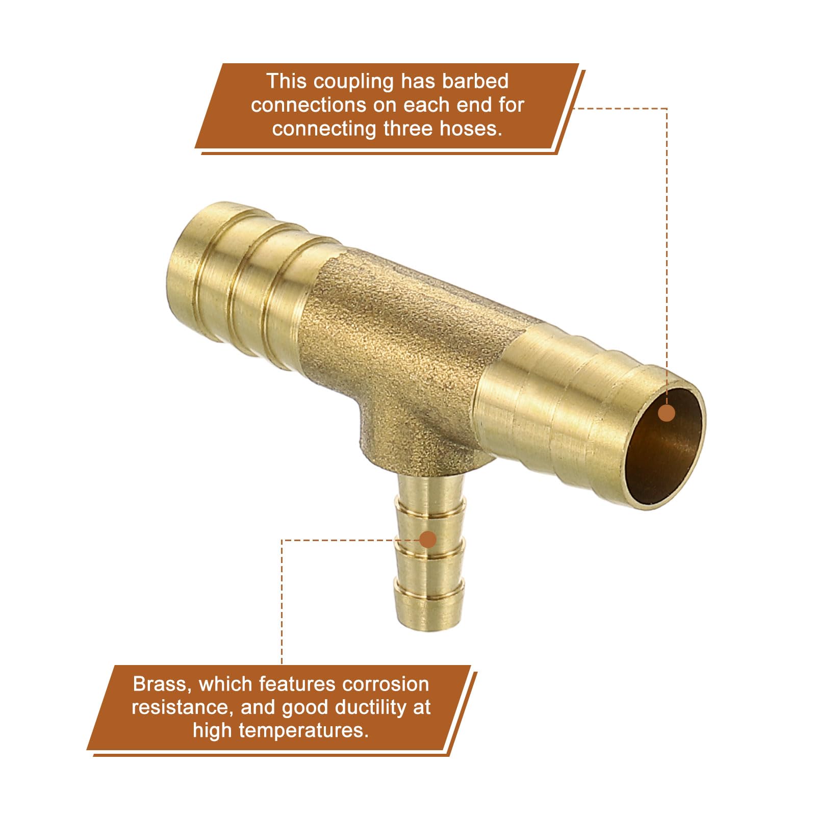 QUARKZMAN 10pz Raccordi Tubo in Ottone 1/2"x1/4"x1/2" con 30pz Morsetti | Riduttore Tubo Raccordo Ottone a T con 30pz Morsetti Tubi per Acqua Carburante Aria