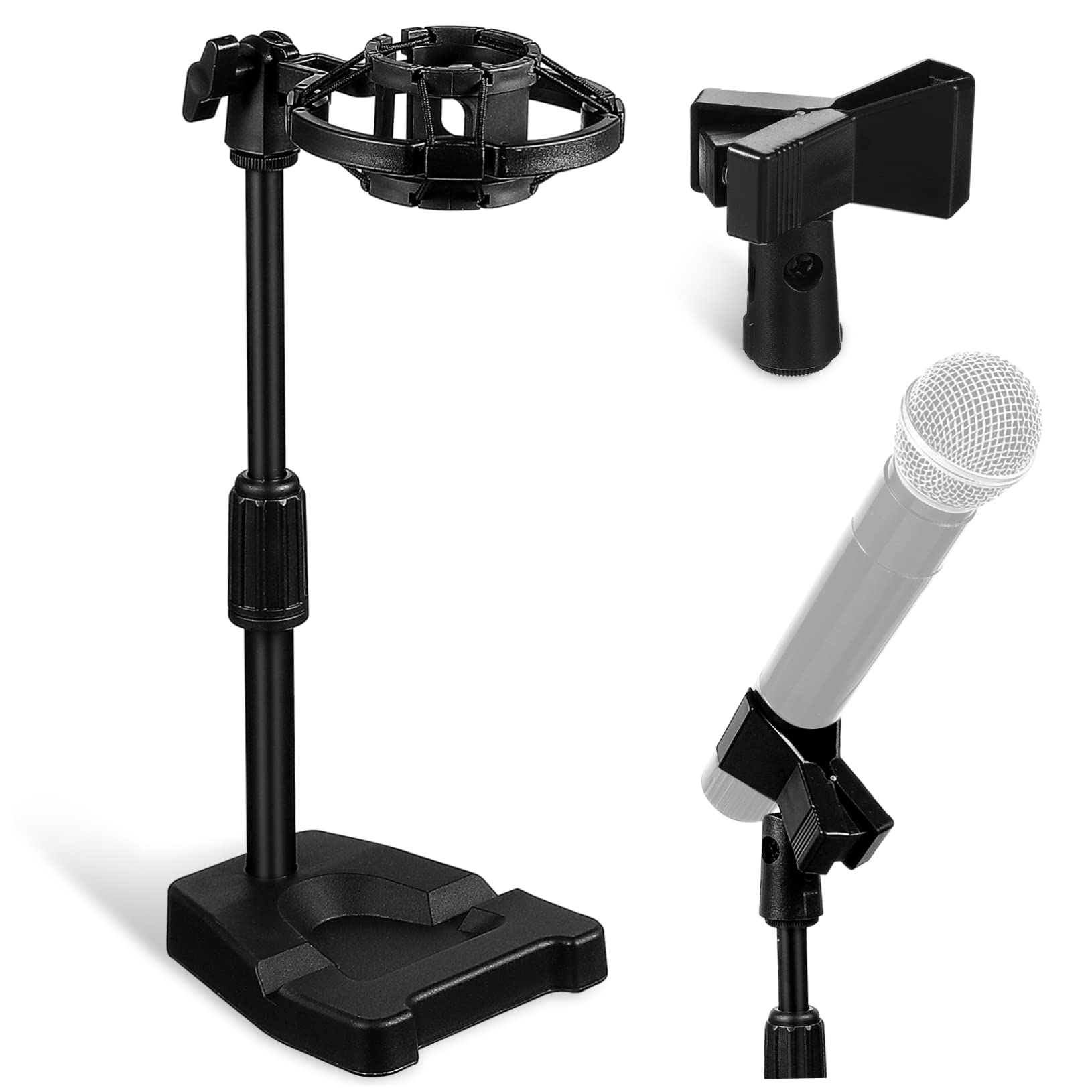 TOYANDONA Tischmikrofonständer mit Stabilem Fuß aus Kunststoff und Metall Verstellbarer Mikrofonhalterung mit Shock Mount Halter für Games und Vorträge