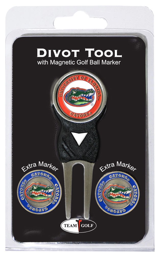 Team Golf NCAA Divot Tool with 3 Golf Ball Markers Pack, Markers are Removable Magnetic Double-Sided Enamel