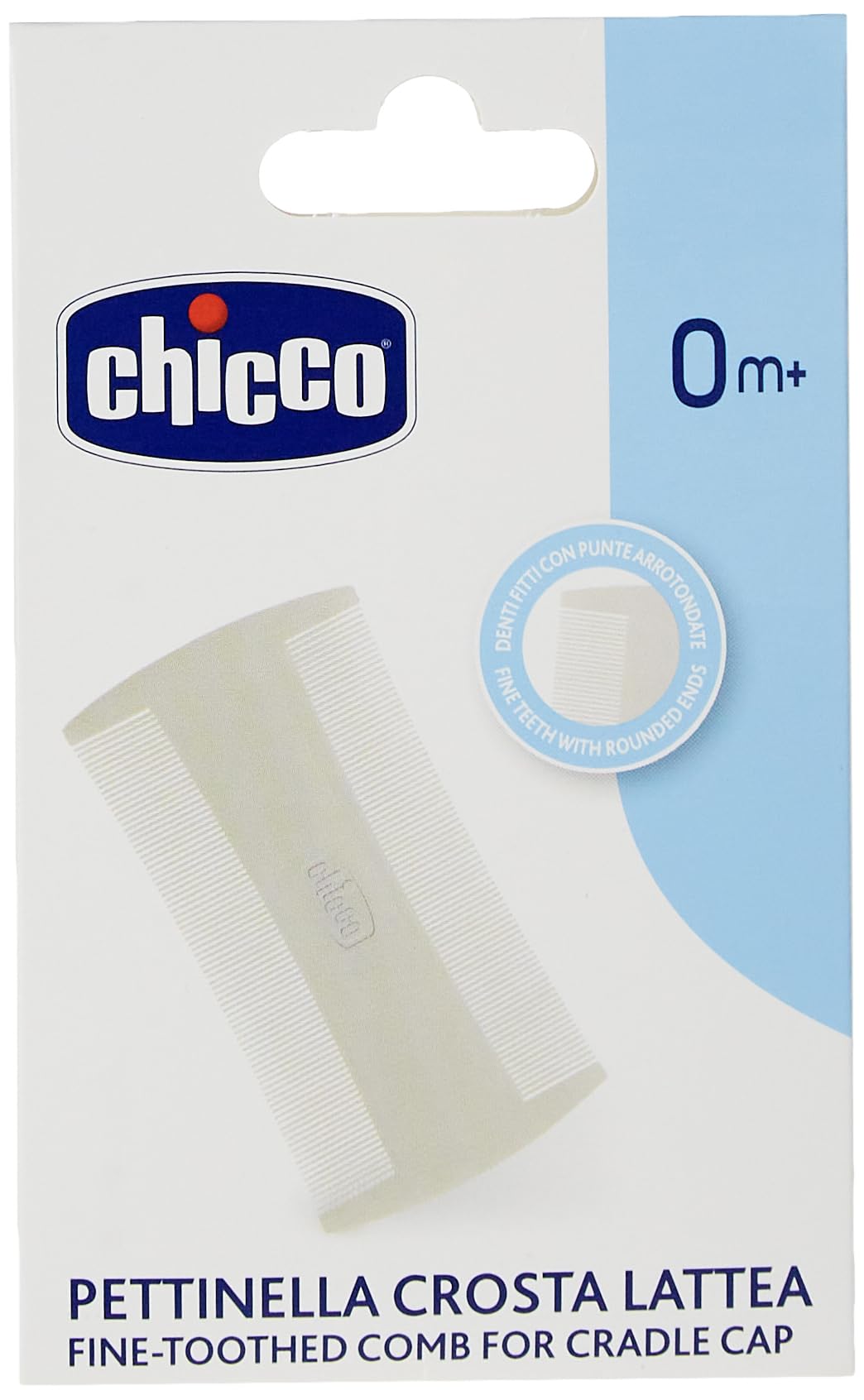 Chicco Milk Crust Removal Comb with Smoothed Teeth, Rounded Tips, Can Be Hot Sterilised, Baby Bath, 0 Months +