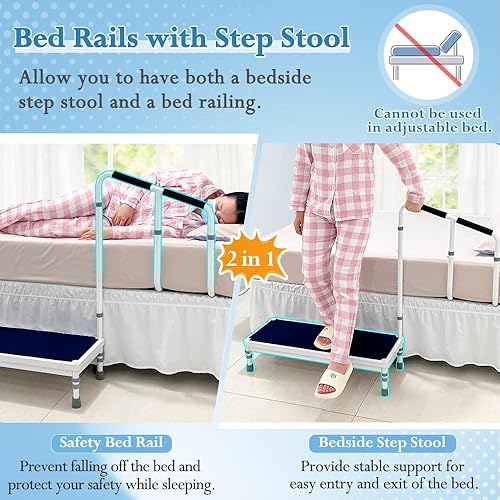 Miniatura 2 de Escalones de noche para camas altas, taburete con asa para ancianos, barandillas de protección de cama para adultos, dispositivos de prevención de