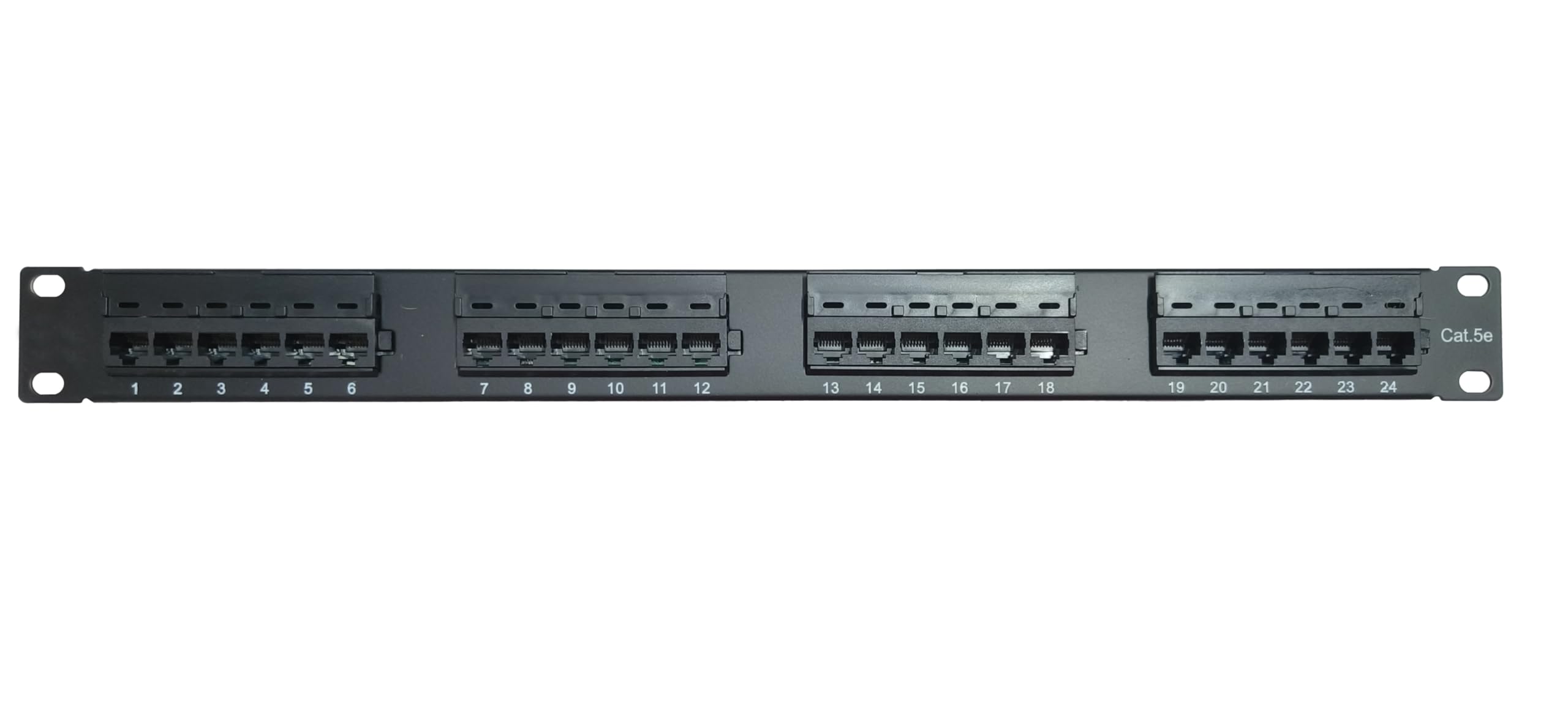 Hanutedh 1U 19" Inches Cat5/Cat5e RJ45 Patch Panel 24 Port,10G Supported, RJ45 Keystone Network Patch Panel Rackmount or Wall Mount for Cat5e, Cat5 Cabling