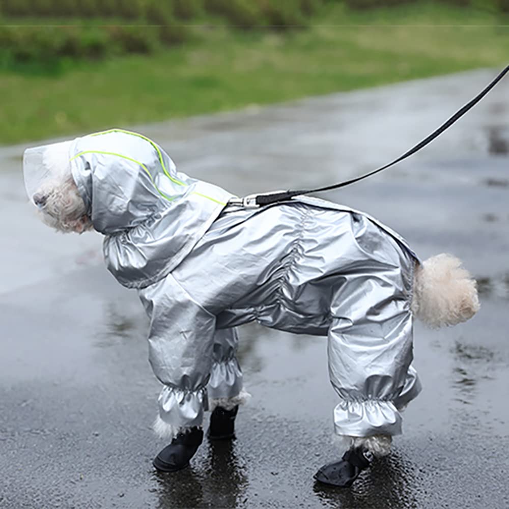 płaszcz przeciwdeszczowy dla psa, Płaszcz przeciwdeszczowy dla psa Outdoor Puppy Raincoat XS-2XL Wodoodporny płaszcz psów Kombinezon zwierząt Artykuły(Silver,XS)