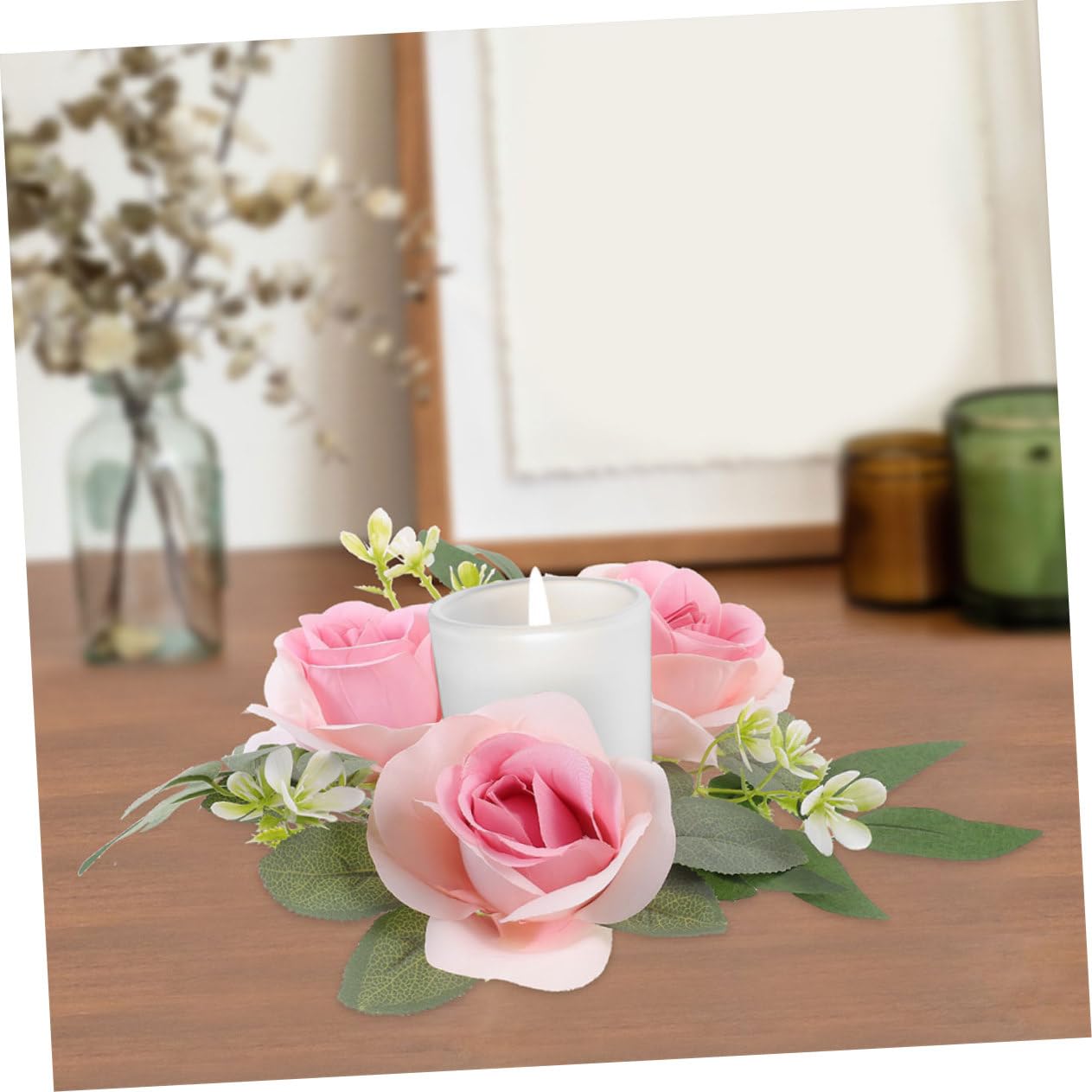 XxxiaoMuiii 4 Anillos Florales De 8 Pulgadas Para Velas – Anillo De Vela  Artificial Con Rosas De, image size:1263x1263