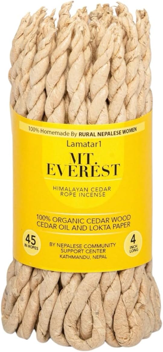 Mt. Everest Himalayan Cedar Rope Incense Founded by a Buddhist Monk in 1981 from Kathmandu Nepal Each Bundle Contains 45 in Ropes
