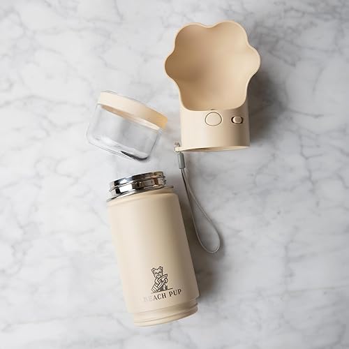 Miniatura 6 de Botella de agua portátil para perros de acero inoxidable de 10 onzas con contenedor de alimentos, botella de agua para mascotas, dispensador de agua