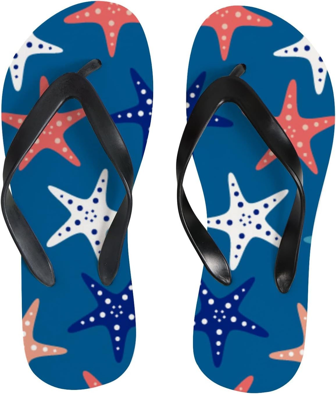 Womens Summer Casual Beach Thong Flip Flops Walking Sandals Starfish Blue Ocean Sea Aquatic Life Animal