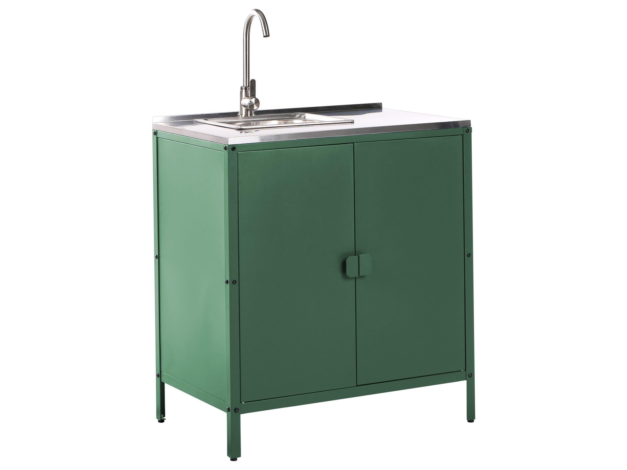 Beliani Commode de Jardin Noire Acier 2 Portes Evier Extérieure