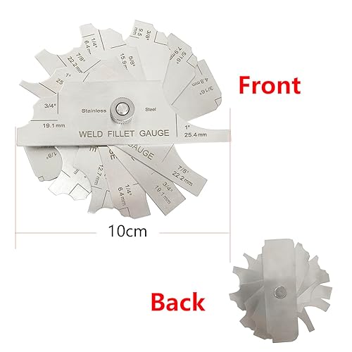 Miniatura 2 de Juego de calibradores de soldadura de filete de 7 piezas, métrico y pulgadas + calibre V-WAC con borde de mordida de acero inoxidable + calibre de