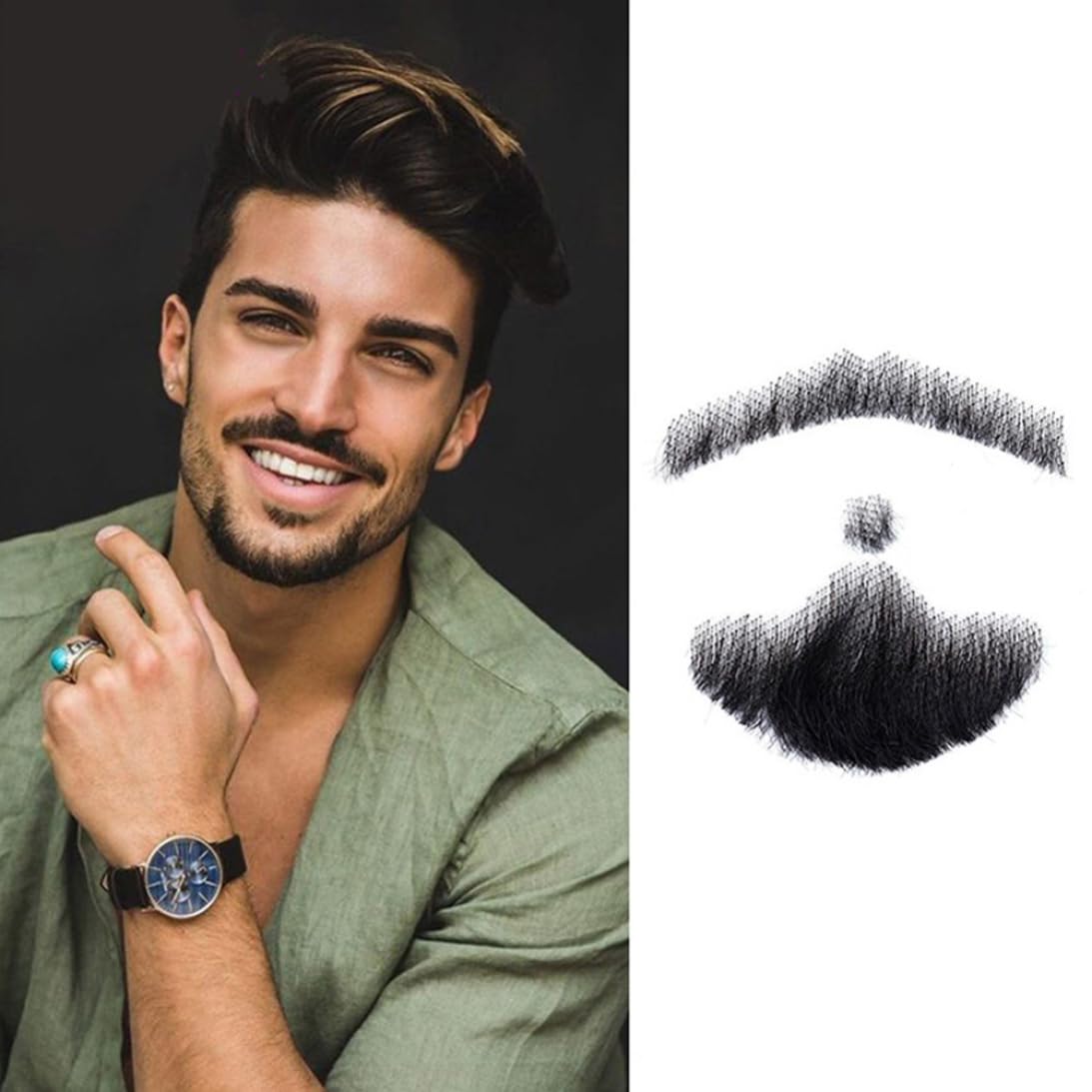 Faux Hommes Barbe de la Barbe réelle Moustache Moustache Barbe la Vie comme la Moustache de Vraie Cheveux Fausse Moustache pour l'homme, Vie comme la Moustache de Vraie Cheveux