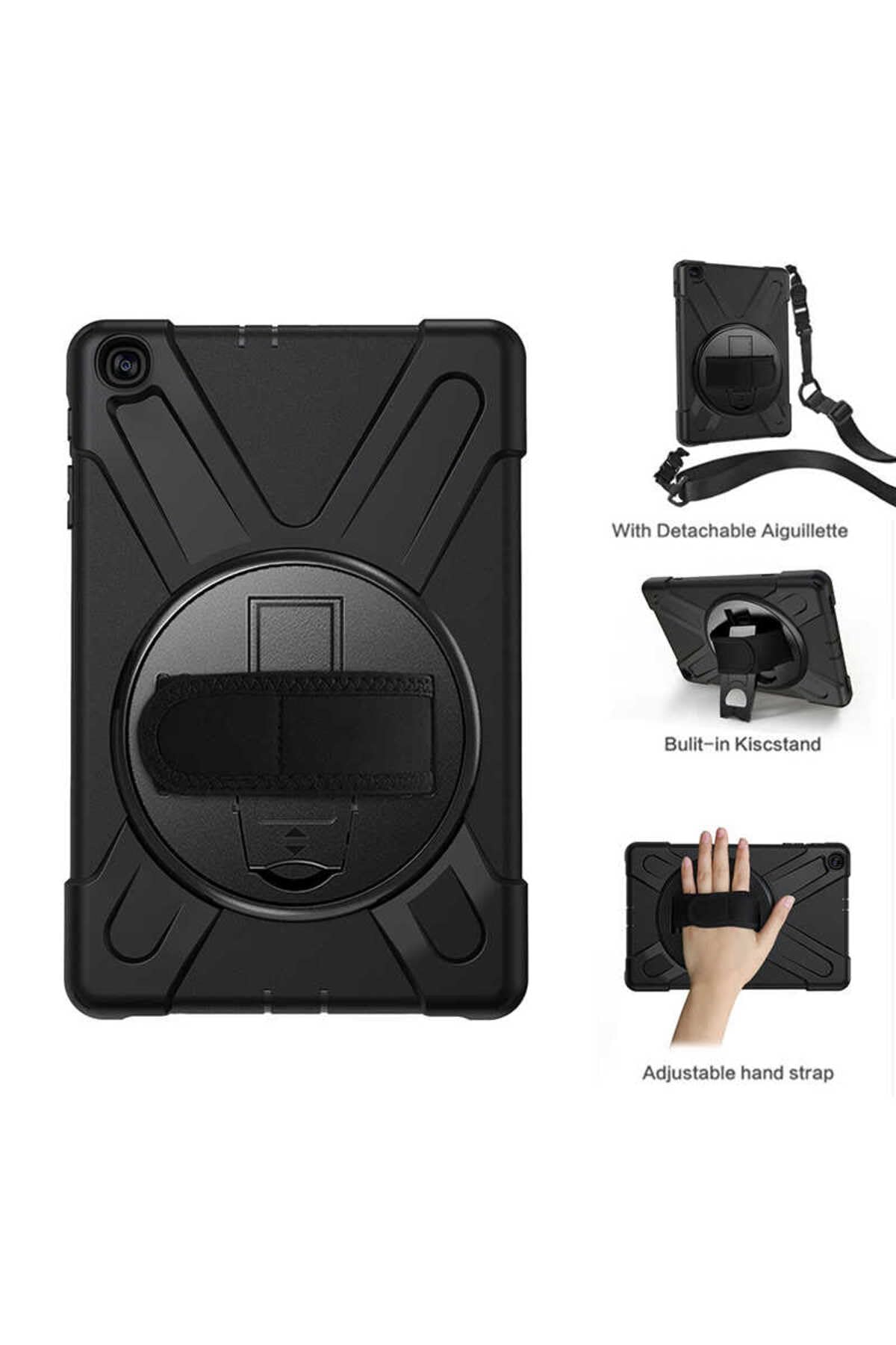 CONSTRAIN - Apple iPad Mini 1 ile Uyumlu Tank Kılıf Omuz Askılı 360 Dönen Standlı Tam Koruma Zırh Kapak