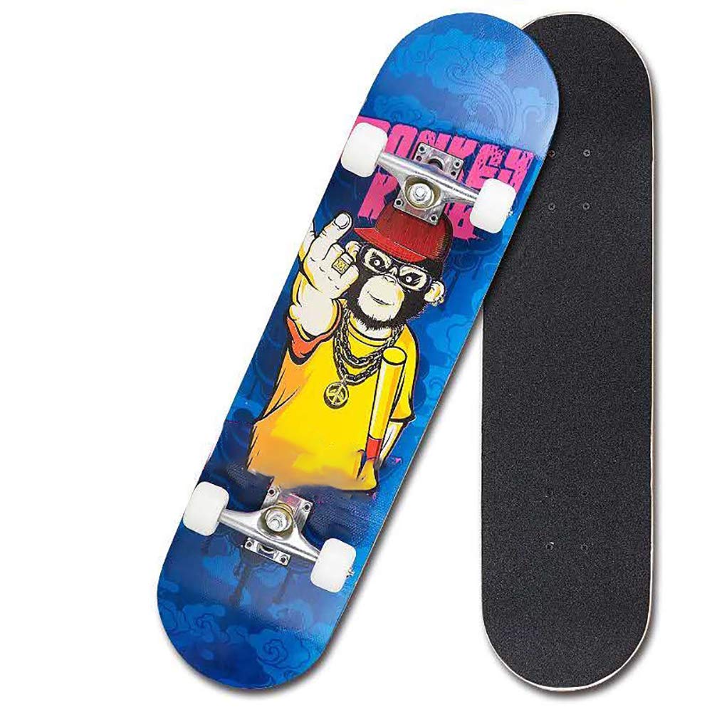 Skateboard Completo, 30 * 8in Legno d'Acero Tavola per Skateboard carico330 lb, PU Resistente Usura Ruota+MutoABEC-7 Cuscinetti,per Principianti e Professionisti.