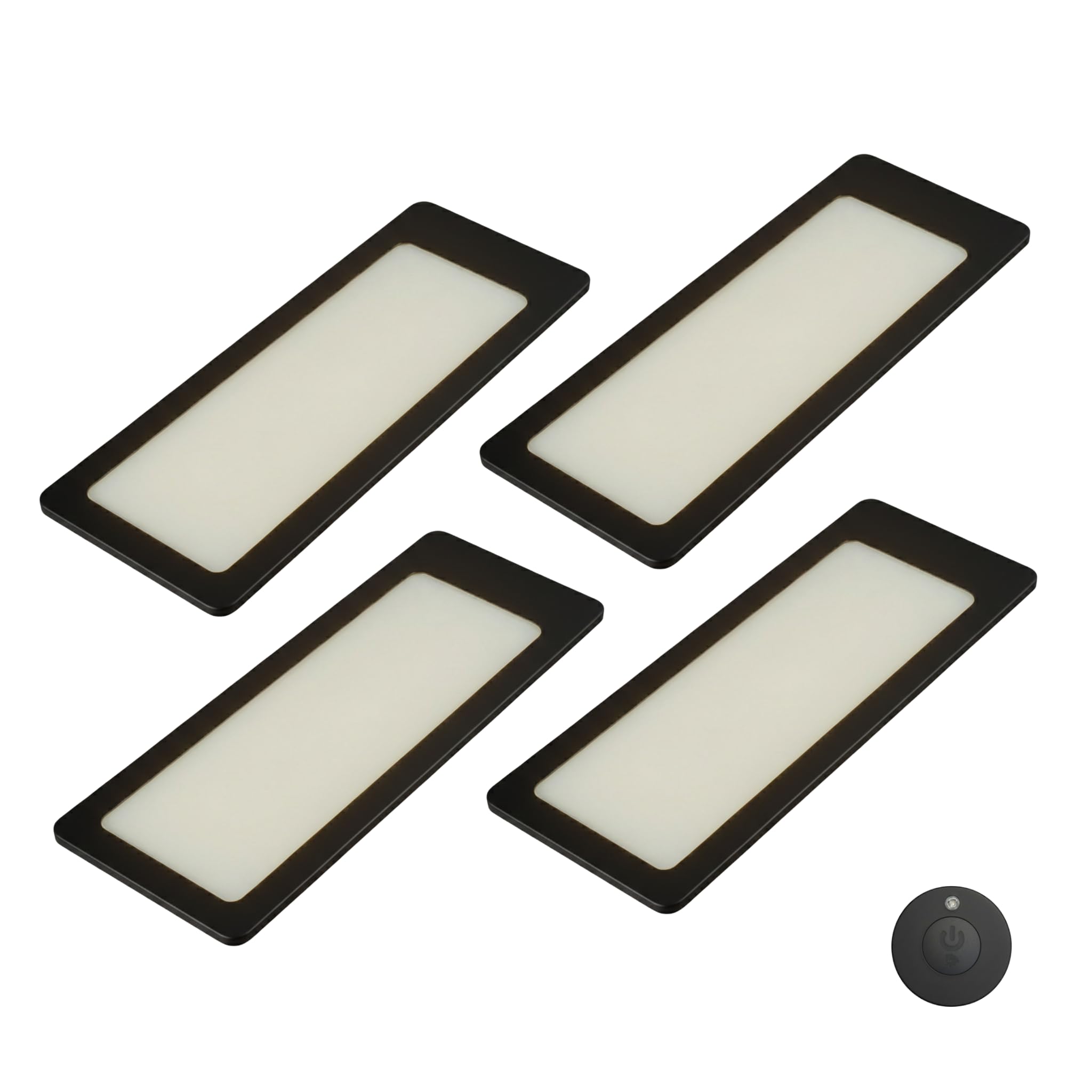 kalb TooFlatXL luce LED sottopensile 12V set 1–4 con interruttore wireless MonoDot, ultra sottile 4 mm, campo luminoso XL 155 x 55 mm, nero, Plug & Play con alimentatore (4, bianco neutro)