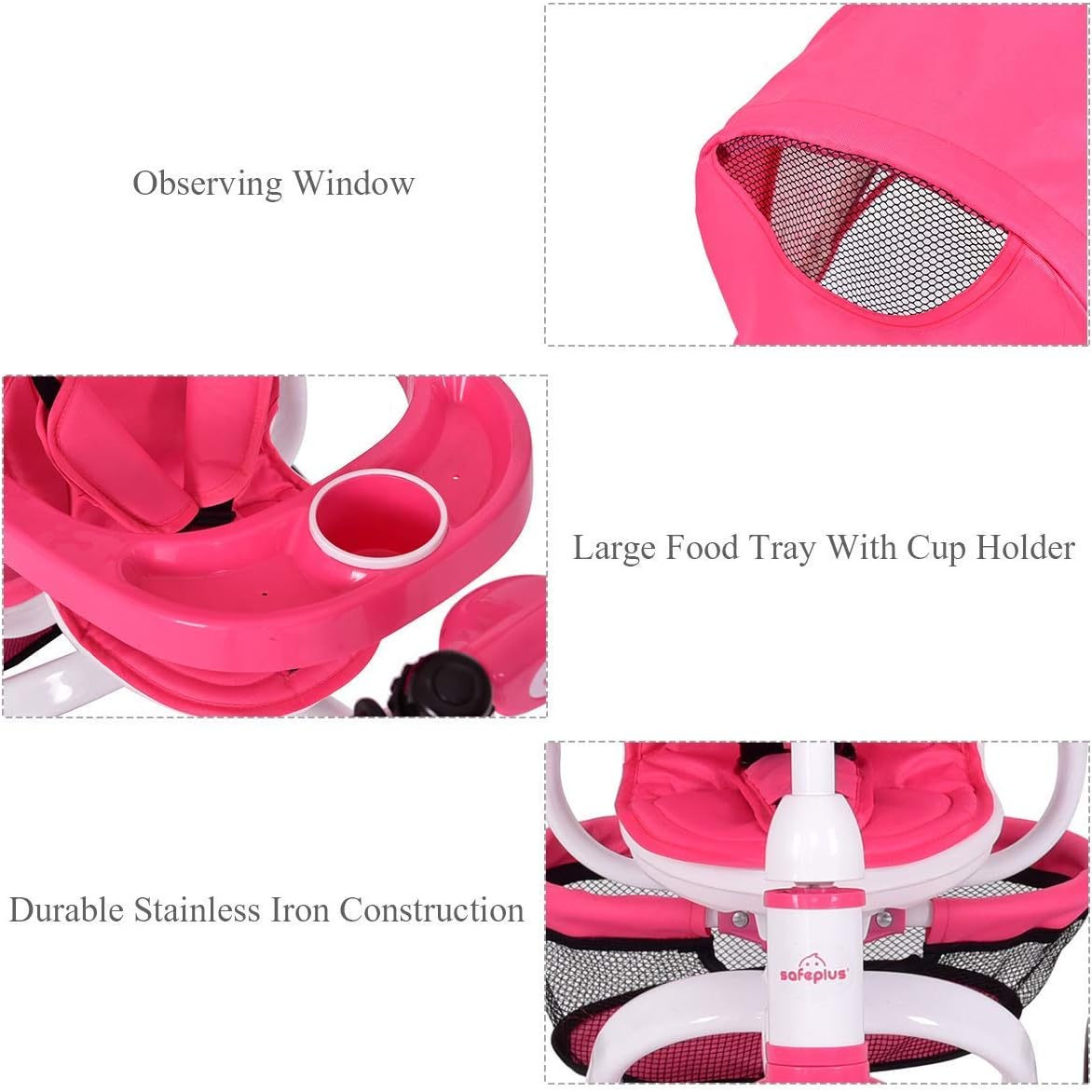 Exclusive Discount 90% Price HONEY JOY Tricycle for Toddlers, 4 In 1 Baby Stroll Trike w/Adjustable Canopy & Storage Basket, Detachable Sponge Guardrail, Safety Harness, Kids Tricycle w/Push Handle, for 1 Year Old Boy Girl (Pink)