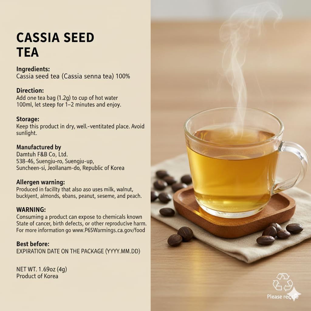 Damtuh Cassia Seed Tea – Traditional Korean Herbal Tea, Smooth & Caffeine-Free, 40 Tea Bags (1.2g each) - Image 9