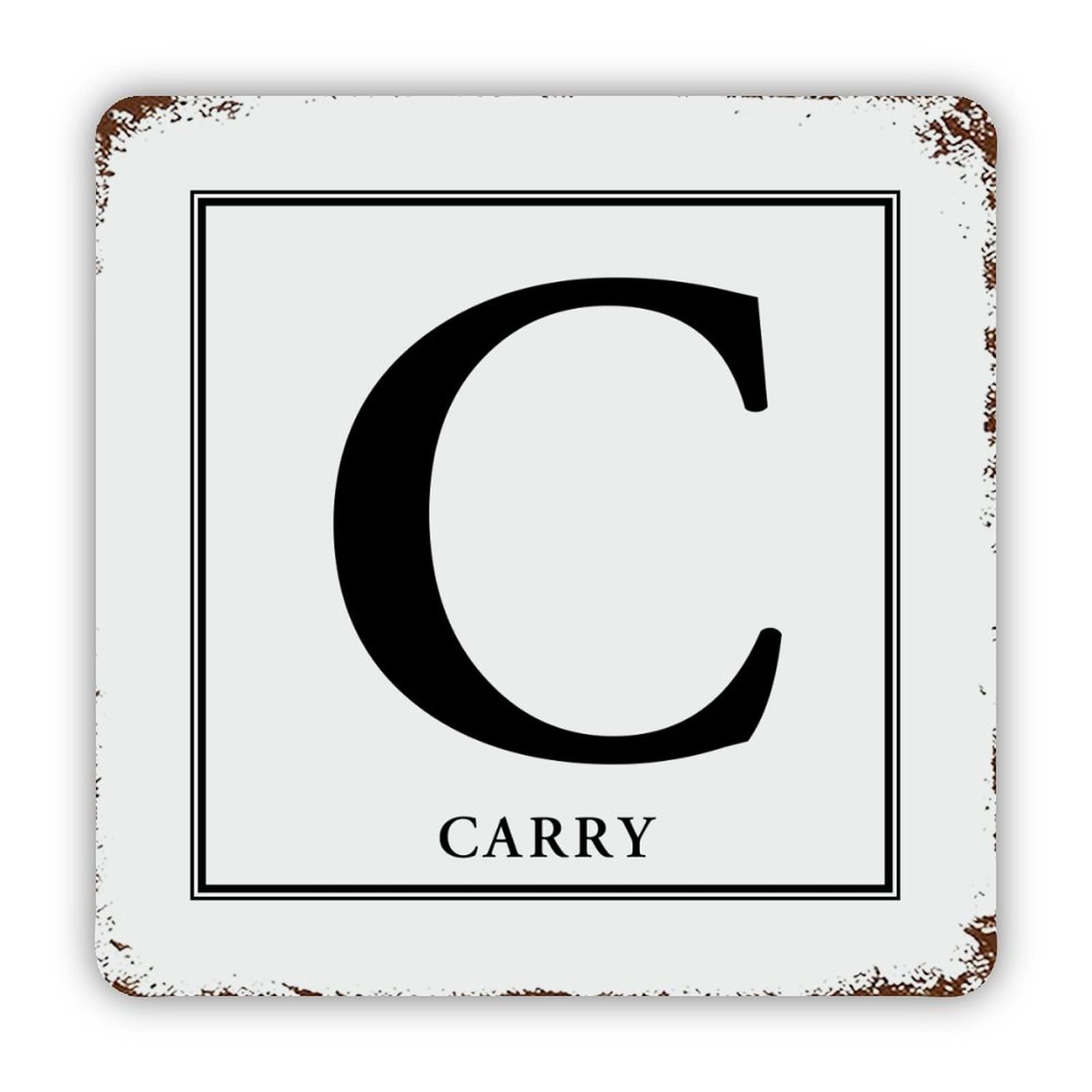 ENEDNATE Custom Name Monogram Letter Initial Alphabet C Aluminum Tin Metal Sign for Indoor Outdoor Business Retail Store Patio Yard Home Decoration Easy to Mount Wall Art Print Poster 12x12 Inch