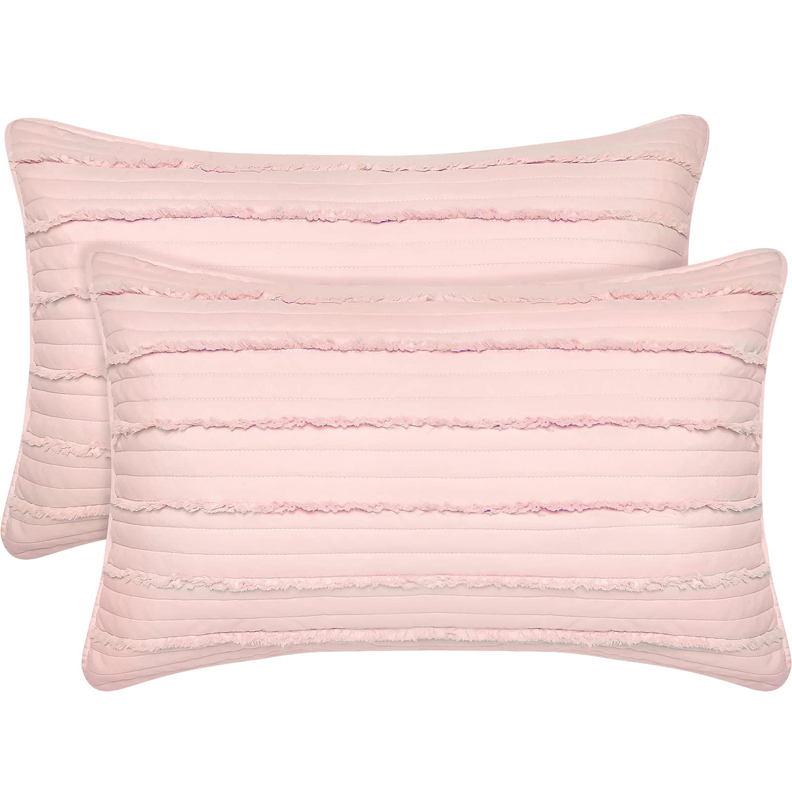 Queen Size Pillow Shams Set of 2, Ultra Soft Breathable 20 x 30 Inches Pillow Case Envelope Closure, Microfiber Farmhouse Bed Pillowcases for Easy Care, Pink