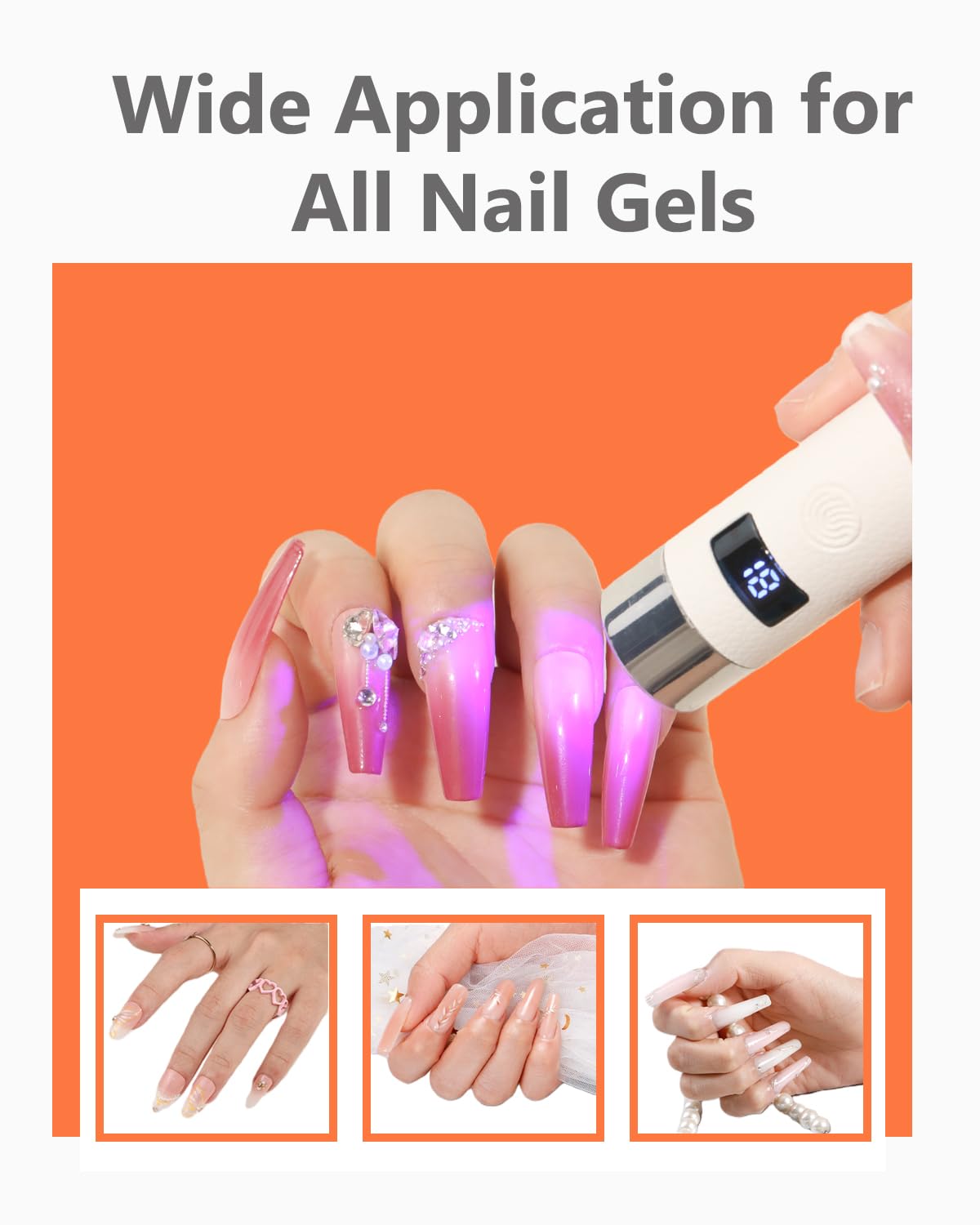 Aokitec Lámpara UV para uñas de gel, sensor AI, lámpara UV, activación sin contacto, 800 mAh, lámpara de uñas para pegamento de uñas, uñas de gel 3D, lámpara UV LED para uñas, lámpara UV LED para uñas