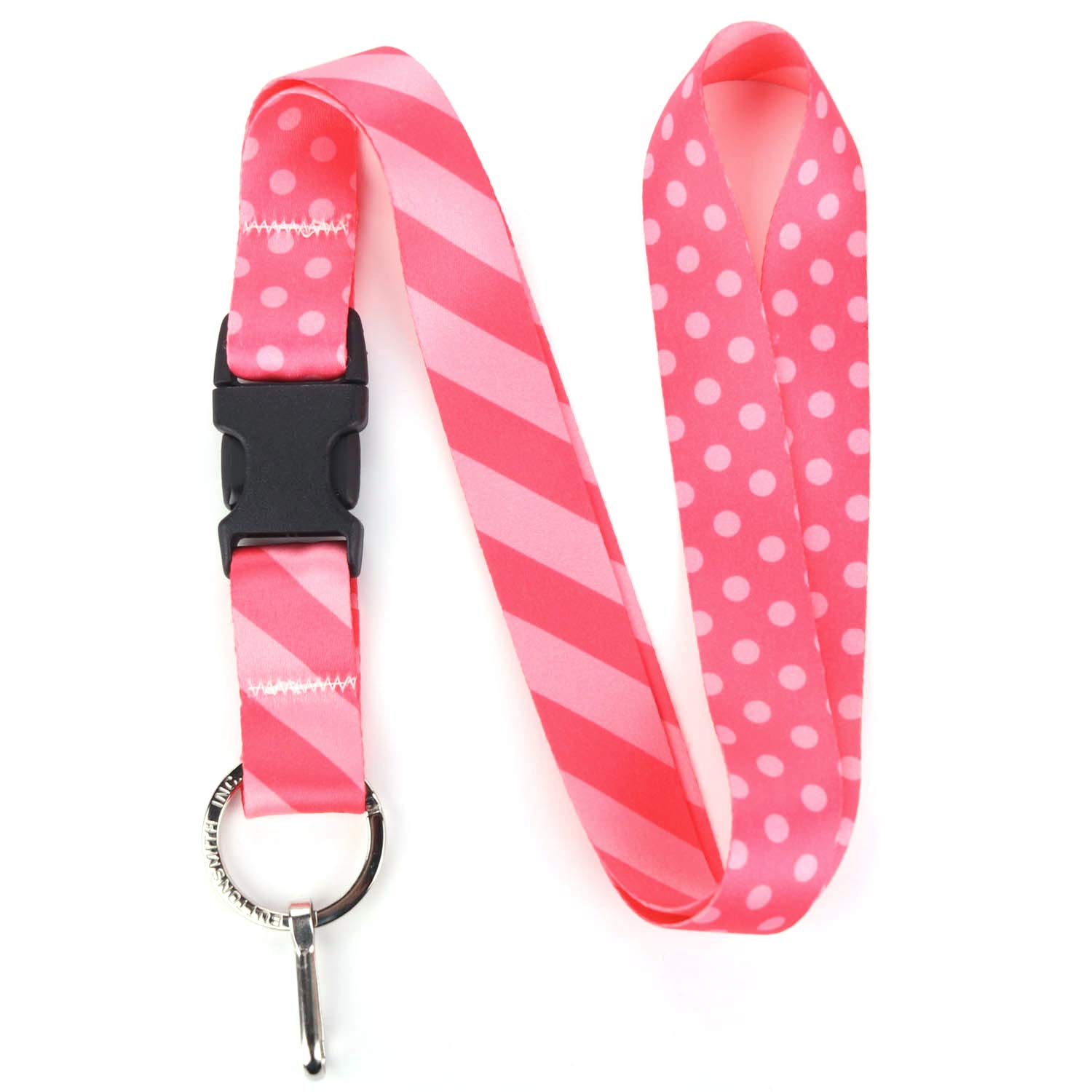 Buttonsmith Dots and Stripes Premium Lanyard - Made in The USA